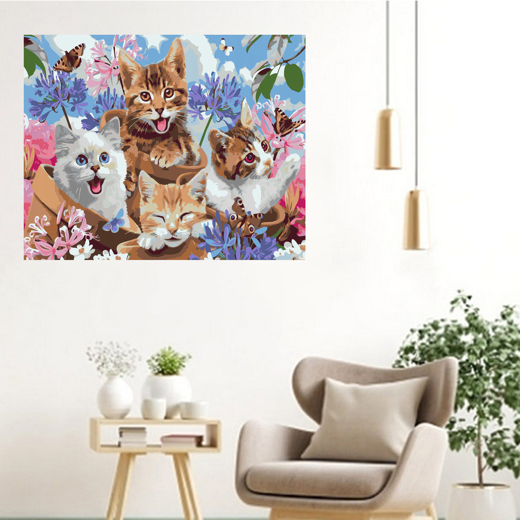 Numbrite järgi maalimise lõuend raamiga, isetegemise komplekt, pintslid, värvid, 30x40