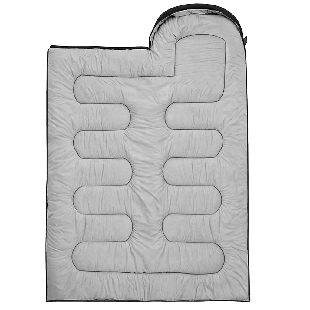 2-in-1 Mummy Sleeping Bag 210×75cm Warm Hooded Quilt Black 30 pcs