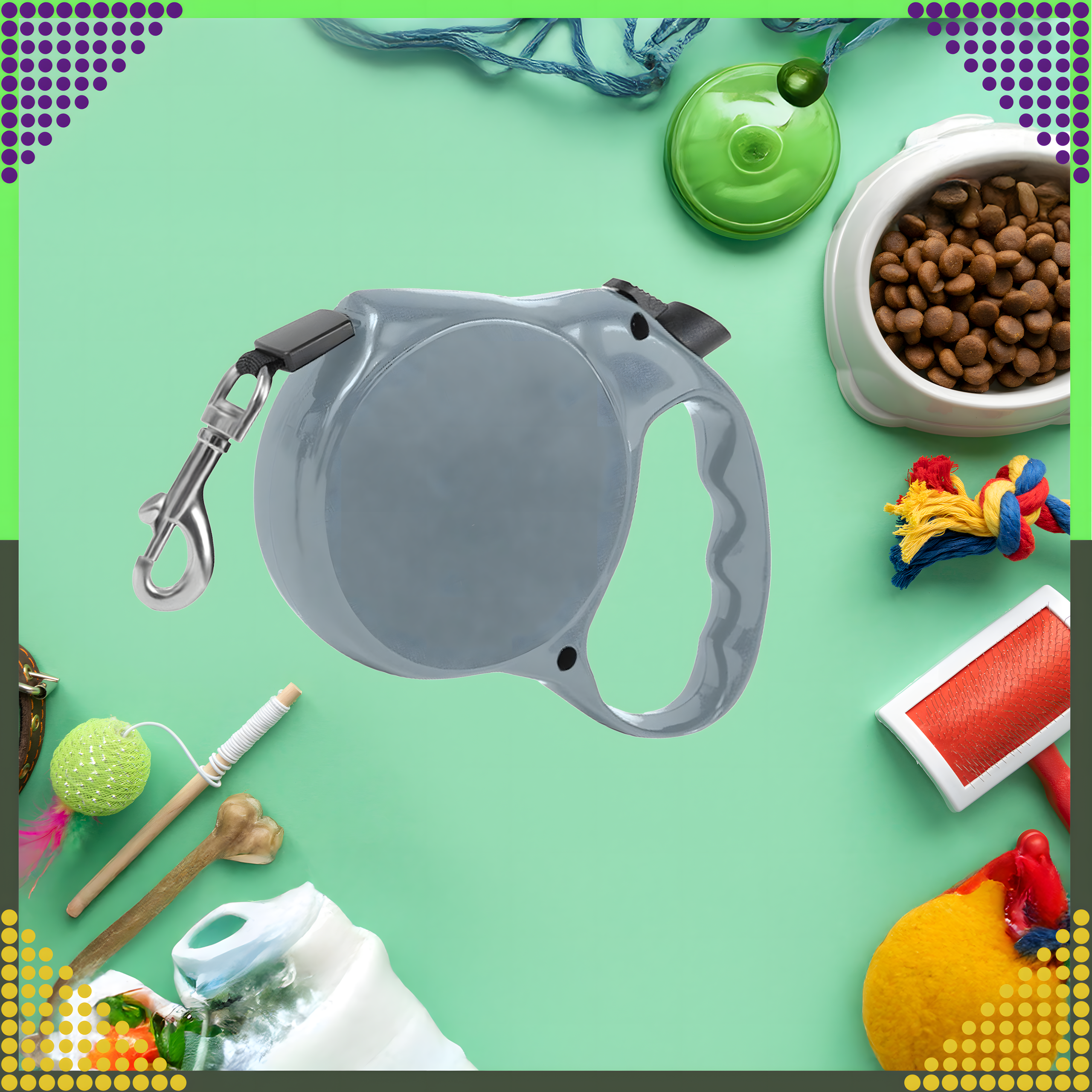 Tugev kerge rihmateip, automaatselt lukustuv, koerale ja kassile, pikkus 5m, tagasikeritav