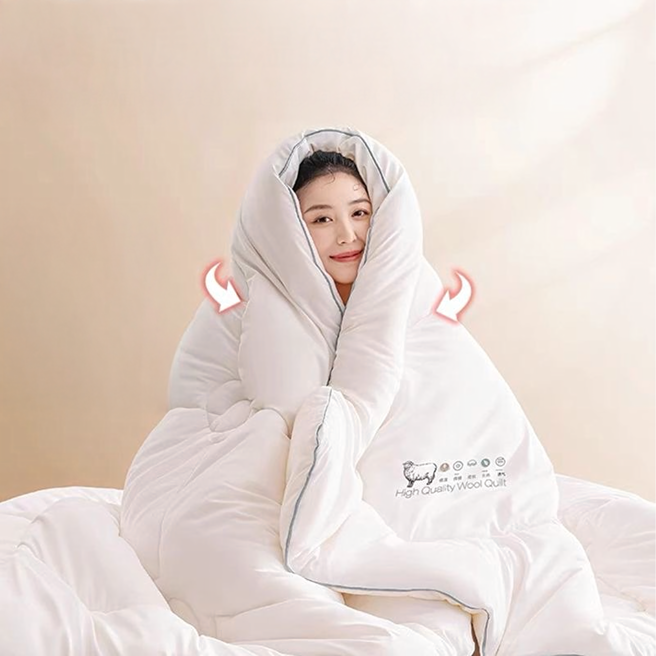 Winter Wool Quilt made of Sheep Wool 140x200cm