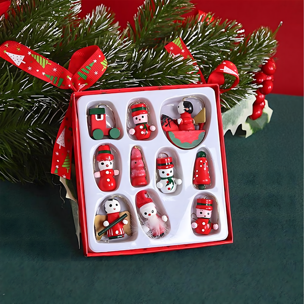 Puidust jõulukuulid ripatsid jõulupuu kaunistused 10 tk