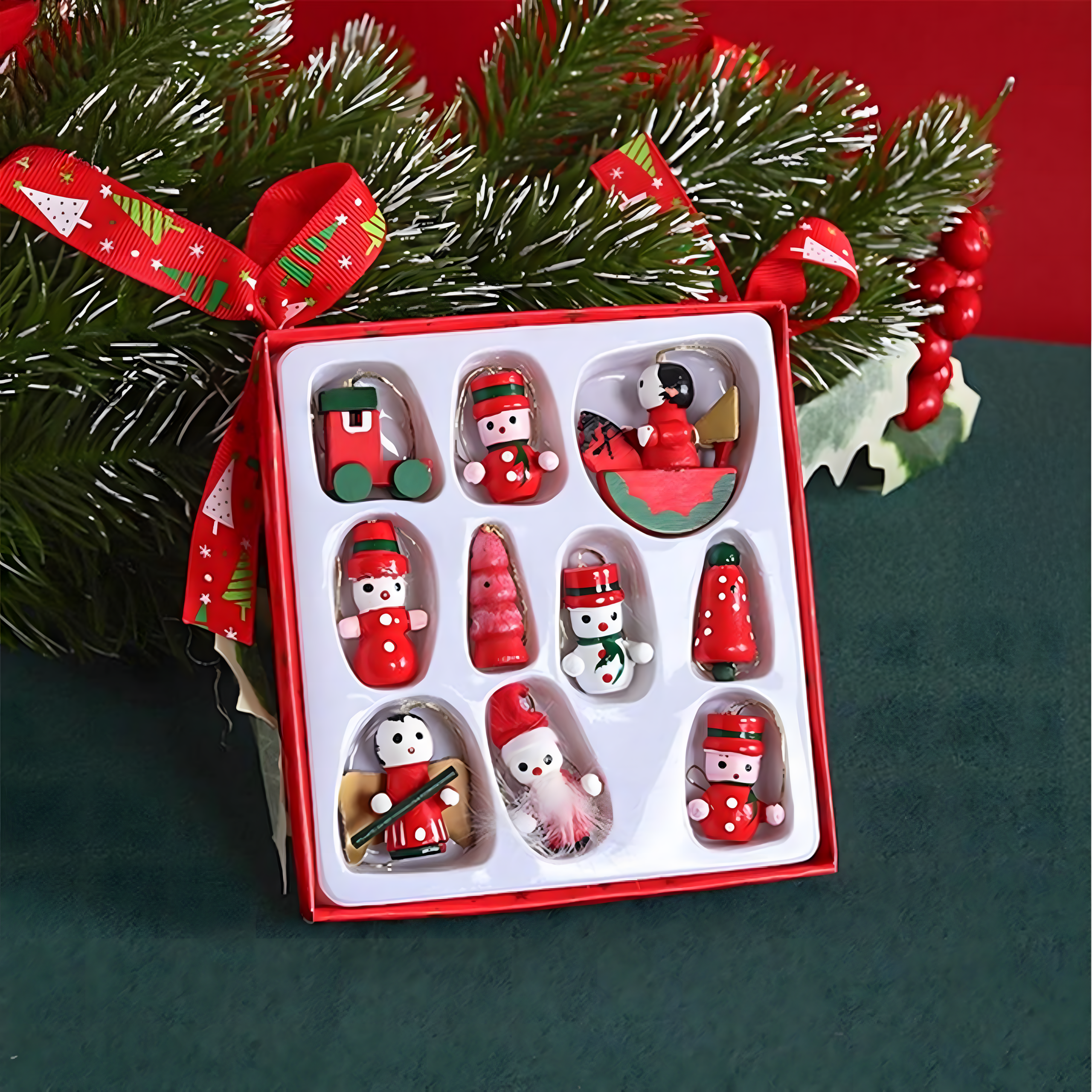 Puidust jõulukuulid ripatsid jõulupuu kaunistused 10 tk