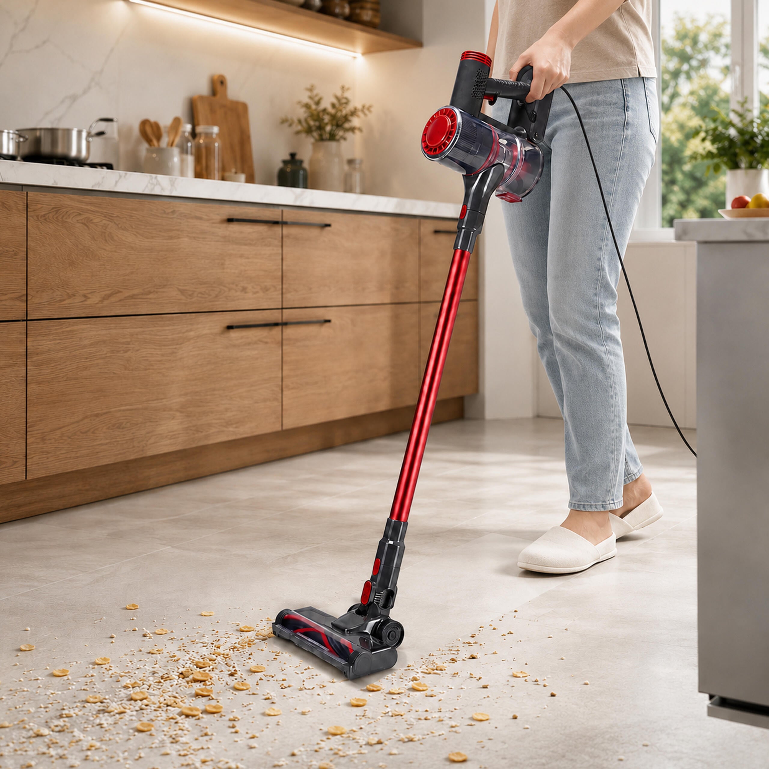 2-in-1 Cordless Handheld and Upright Vacuum Cleaner 400W with LED Light