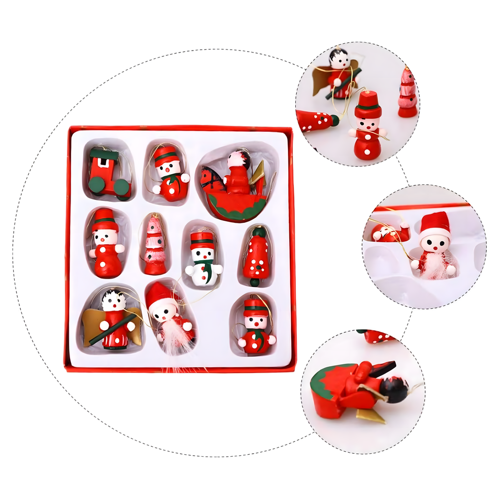 Puidust jõulukuulid ripatsid jõulupuu kaunistused 10 tk