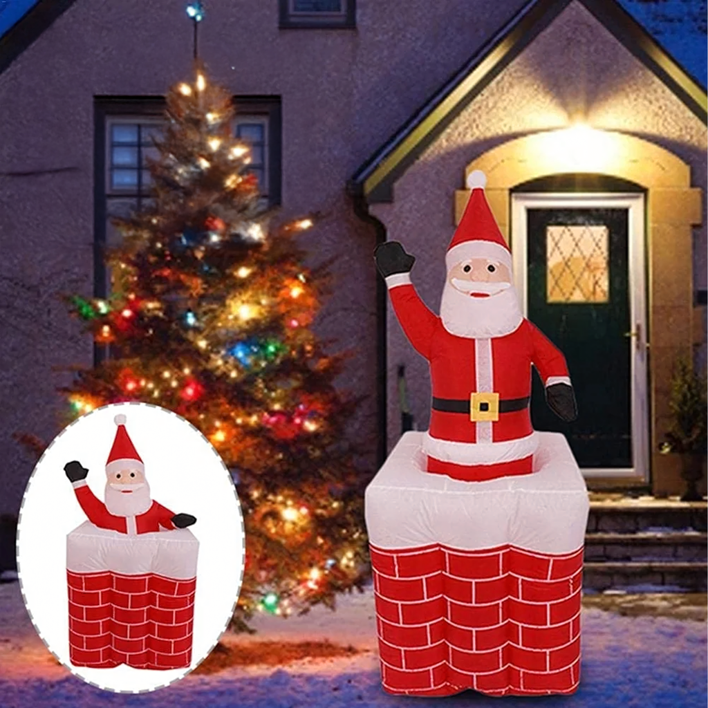 Täispuhutav jõuluvana korstnas, liigutatav, valgustatud LED, 160 cm