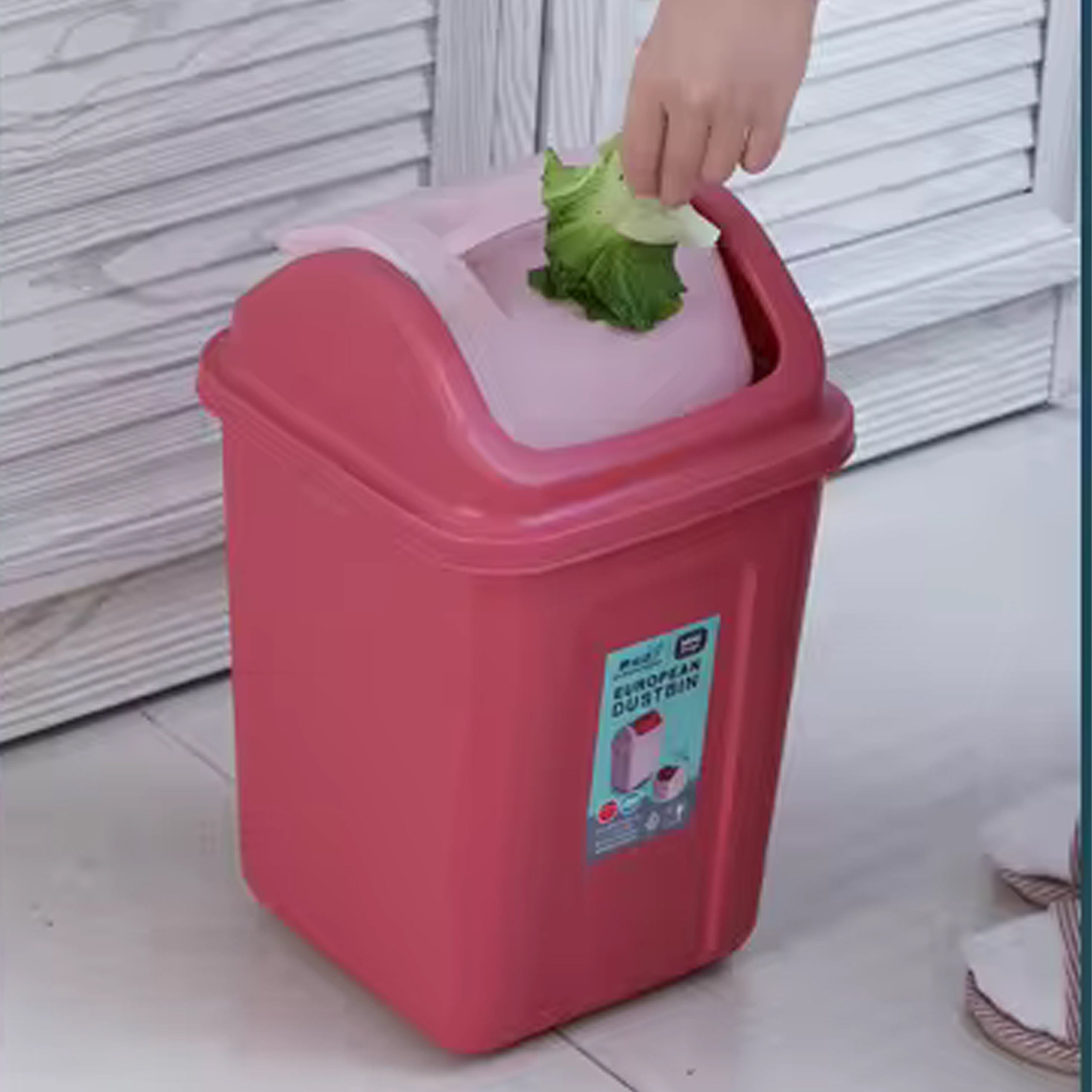 Narrow Plastic Waste Segregation Bin with Flip Lid 10 L