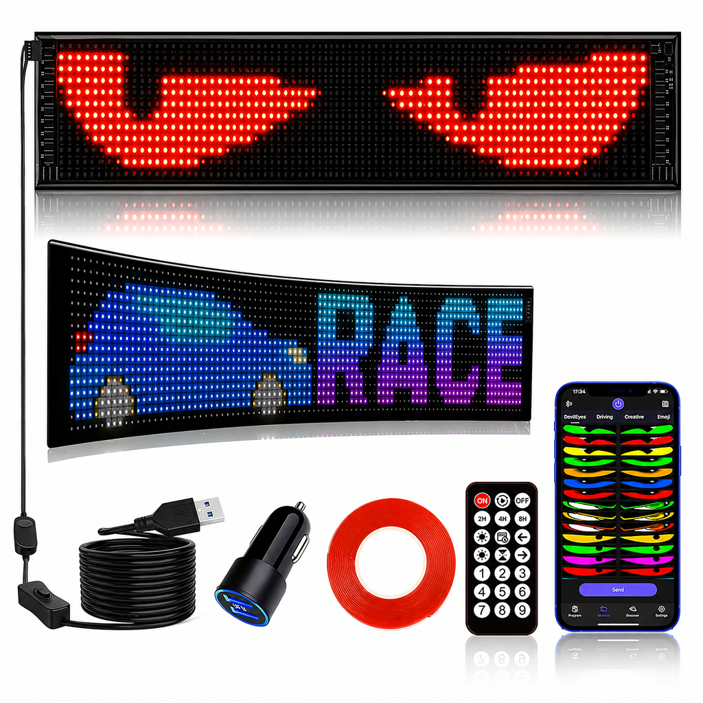 Car LED Display Panel Light Devil Eyes IP65 19x89cm