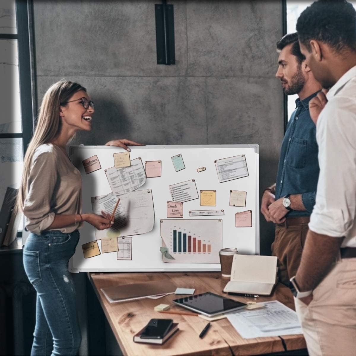 White Magnetic Dry-Erase Board 60x40 Wall-Mounted for Presentations