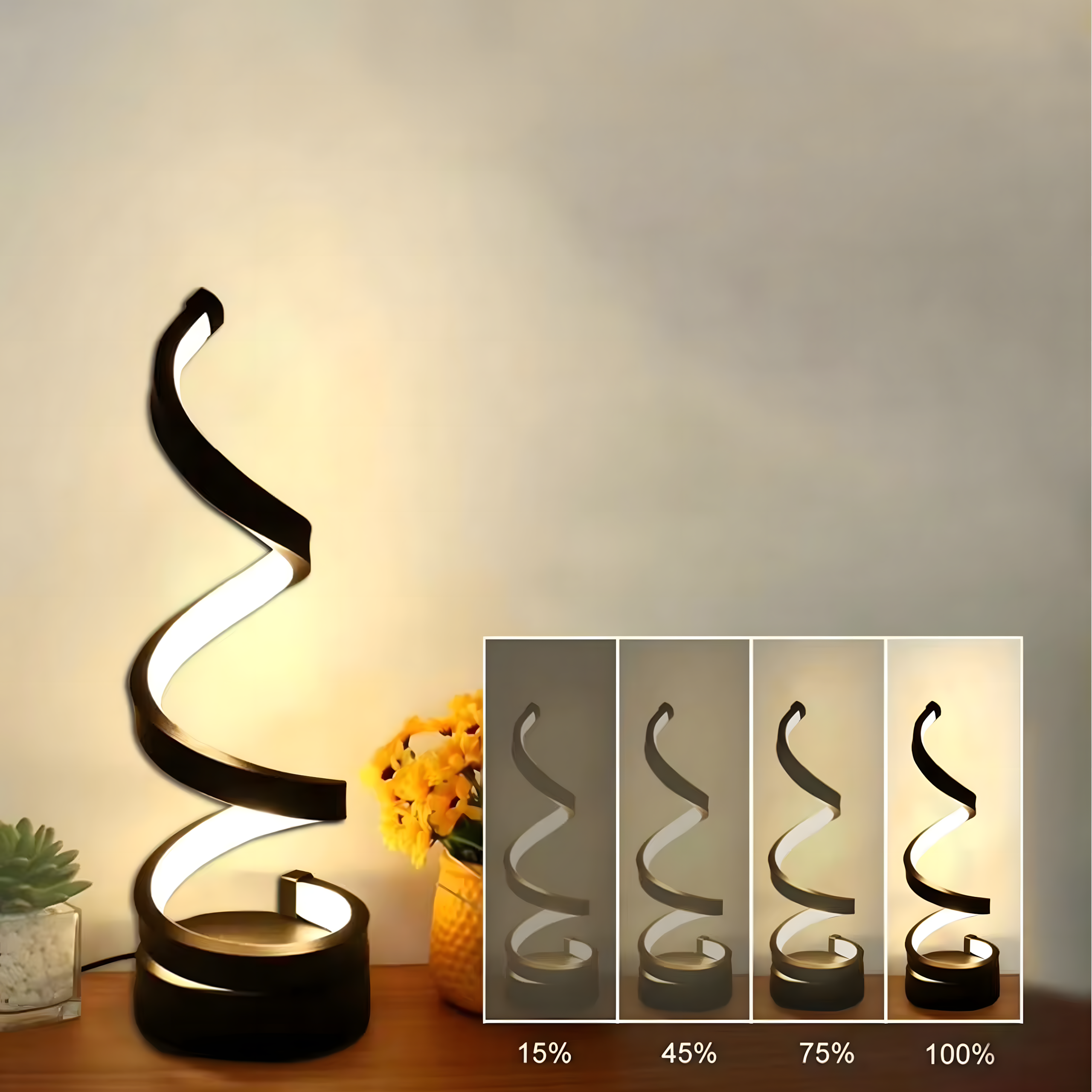 LED Spiral Night Light Table Lamp Decorative Lighting for Bedroom