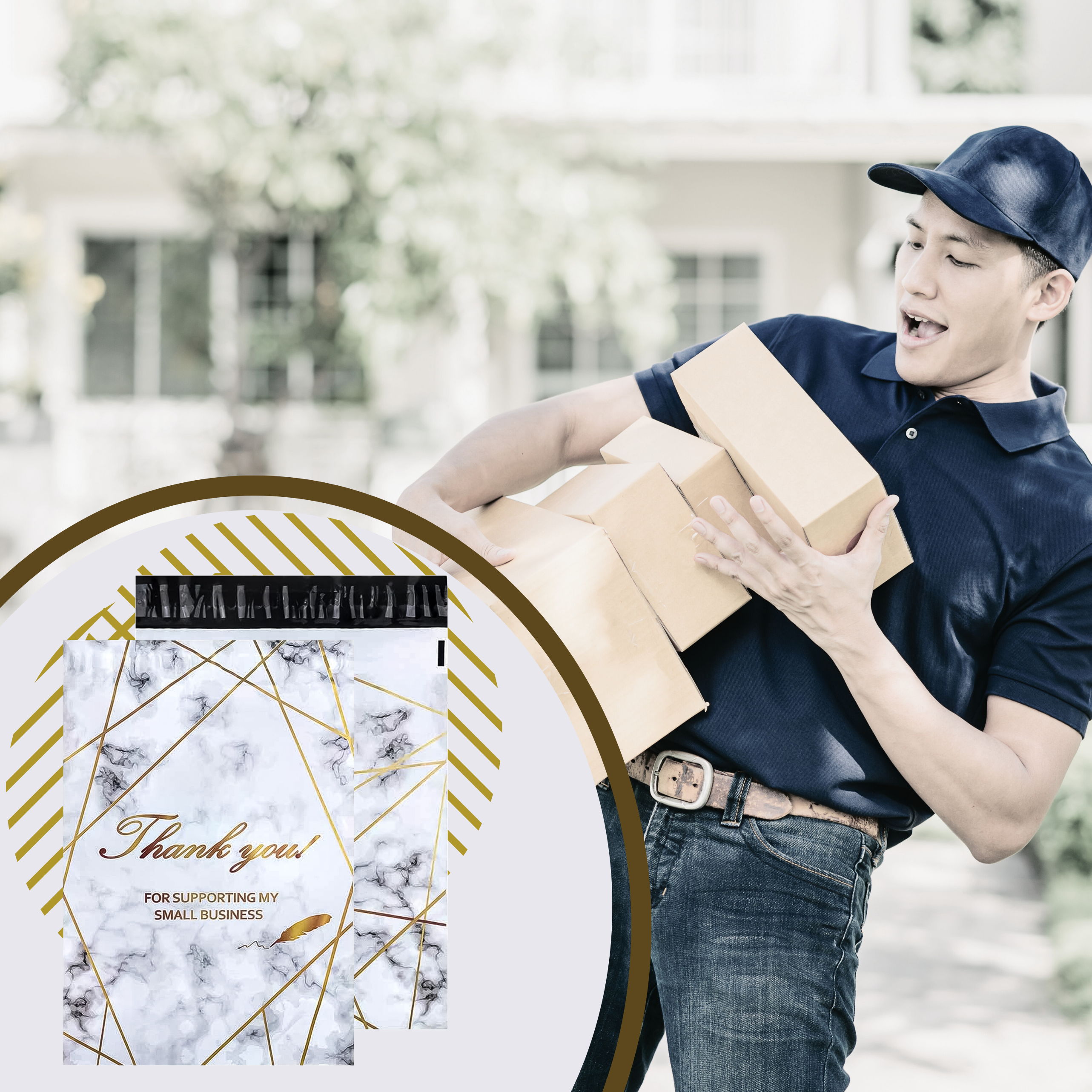 TUGEVAD KULLERIPAKID 380x520 KULDNE MARMOR AITÄH 50 tk