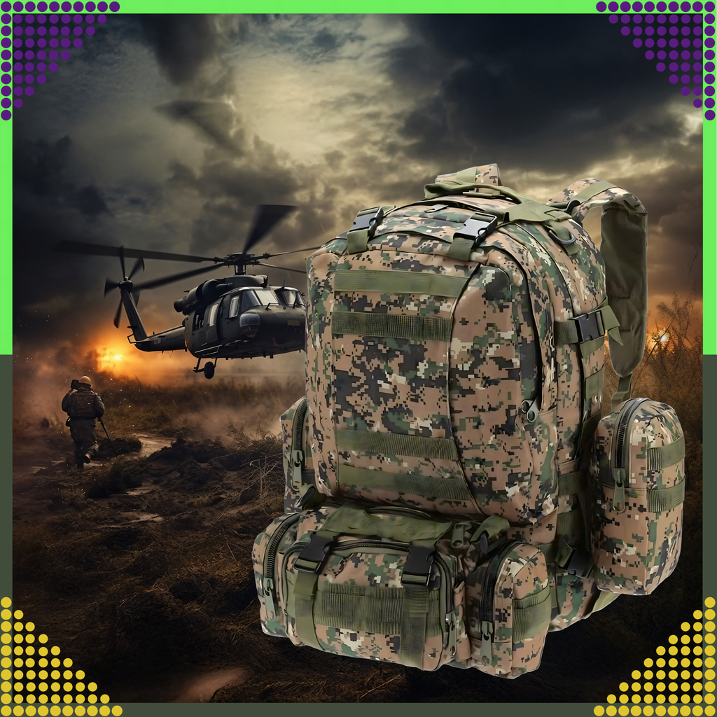 Tactical Military Travel Backpack 4-in-1 Survival 50L