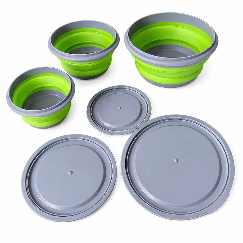 Set of 3 Collapsible Silicone Bowls Food Storage Containers for Travel 3 pcs