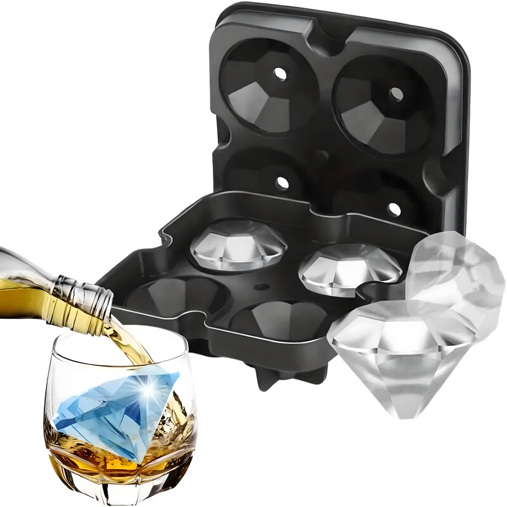 Ice Cube Mold Ice Silicone Diamonds Large XL for 4 pcs