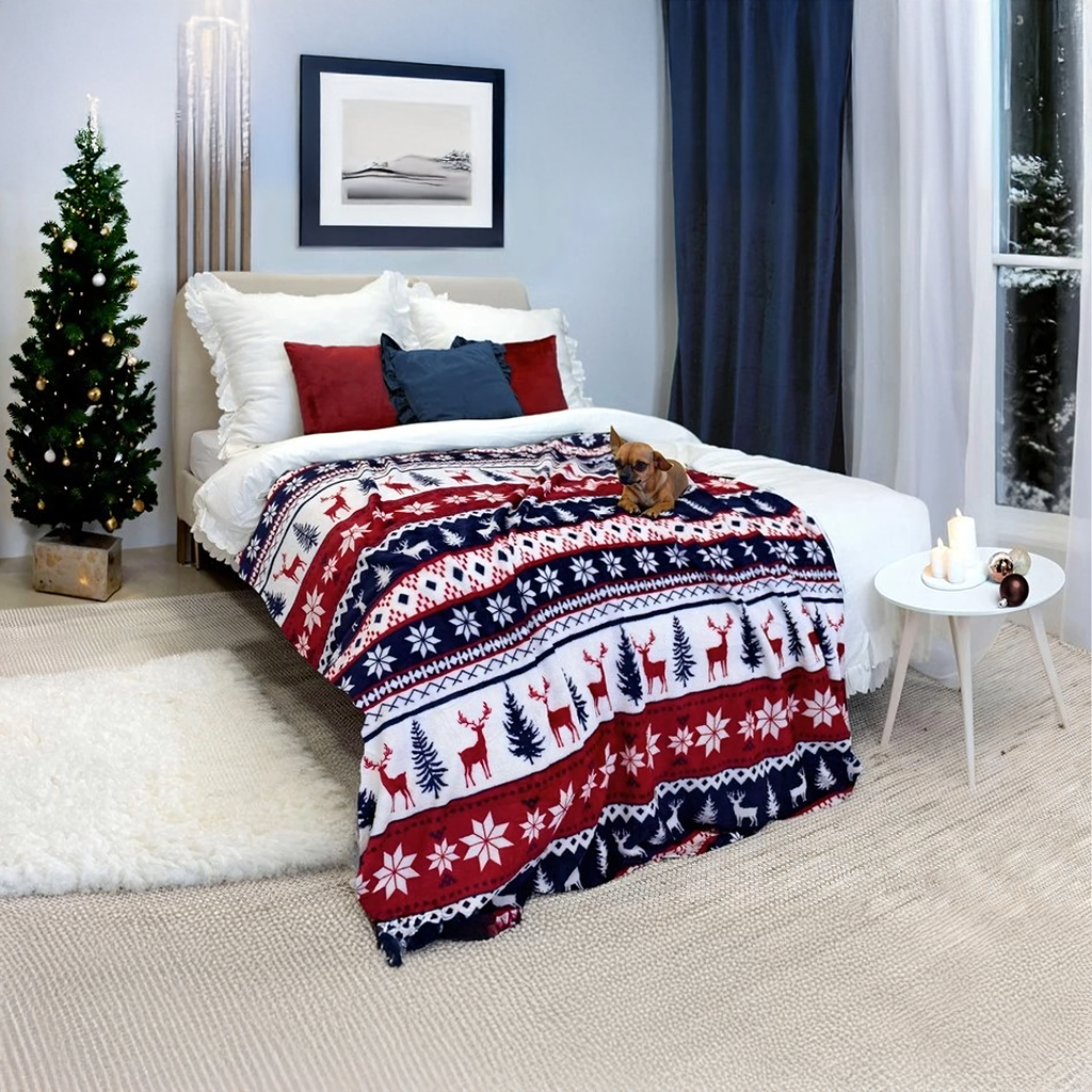 Paks talvetekk jõuludeks, pehme voodikate, soe kingituseks, 120x150 cm