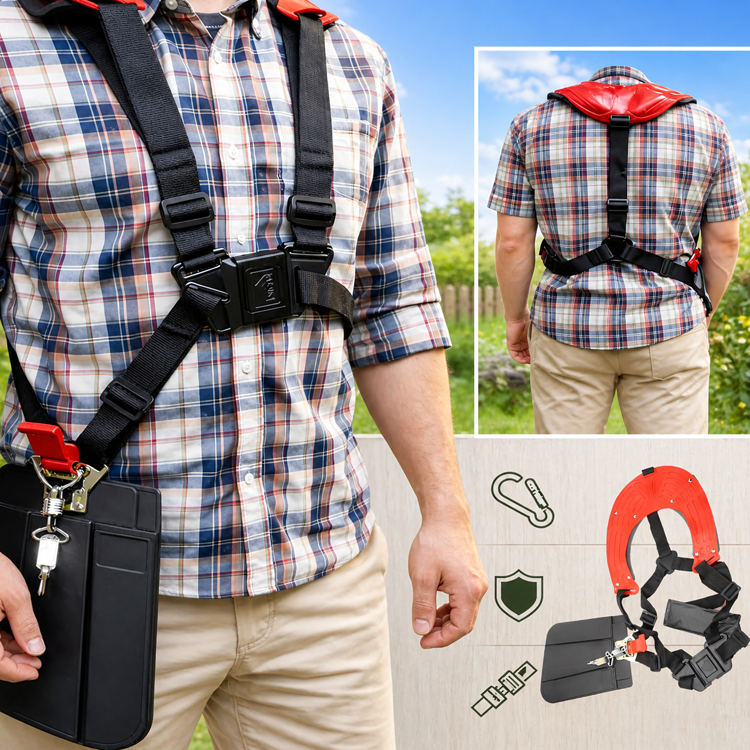 Adjustable Heavy-Duty Harness Straps for Gasoline Brush Cutter