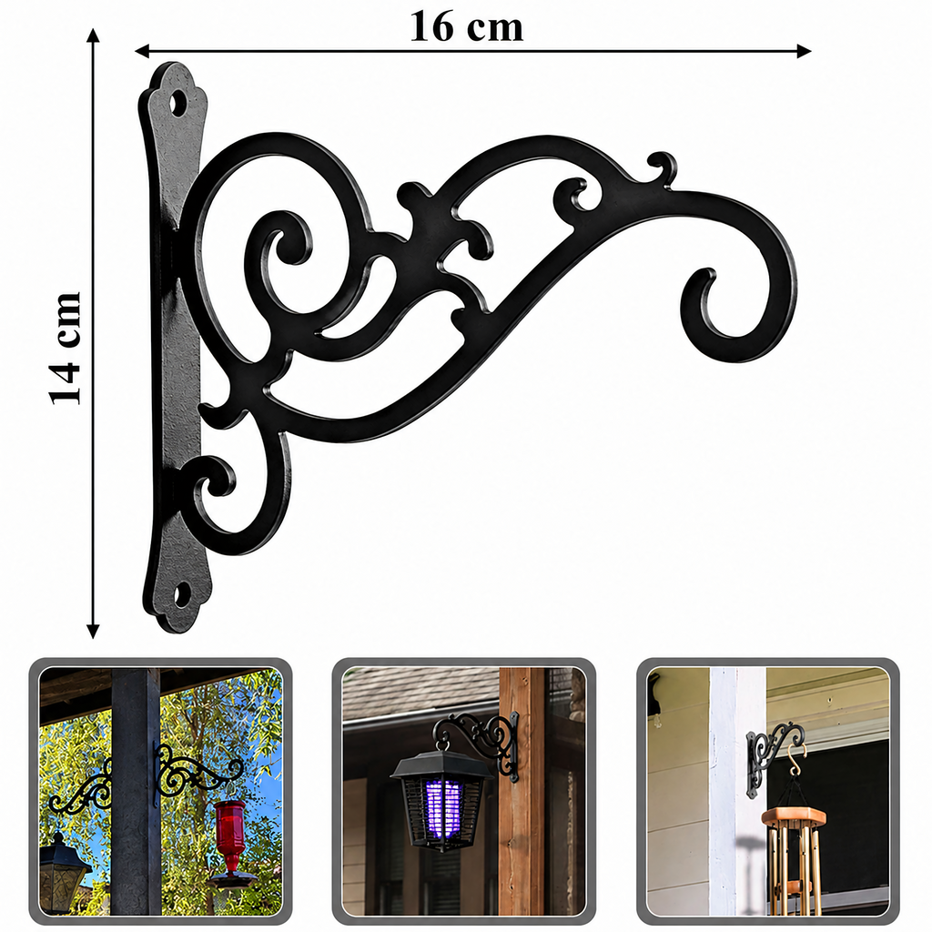 2x Metal Wall Hooks for Hanging Flower Pots and Garden Baskets