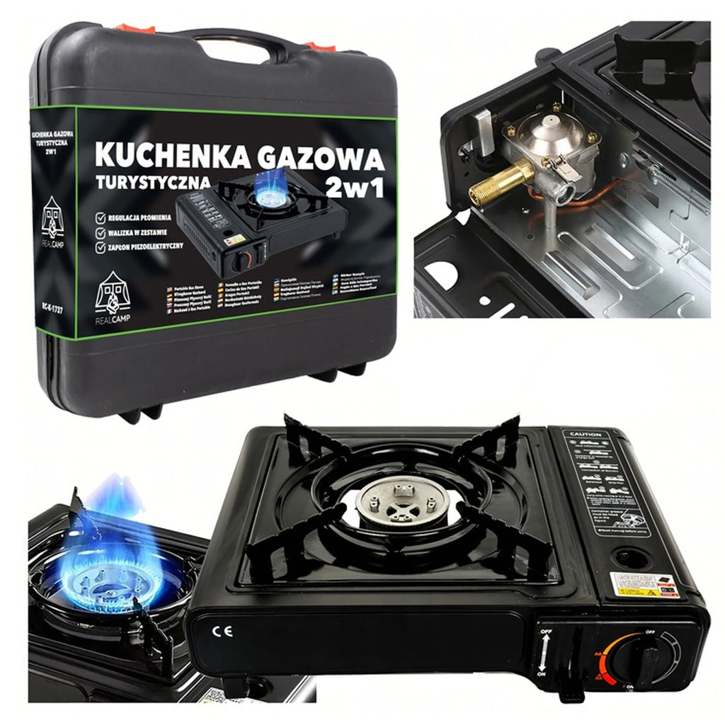 Portable 2-in-1 Field Gas Camping Stove with Carrying Case