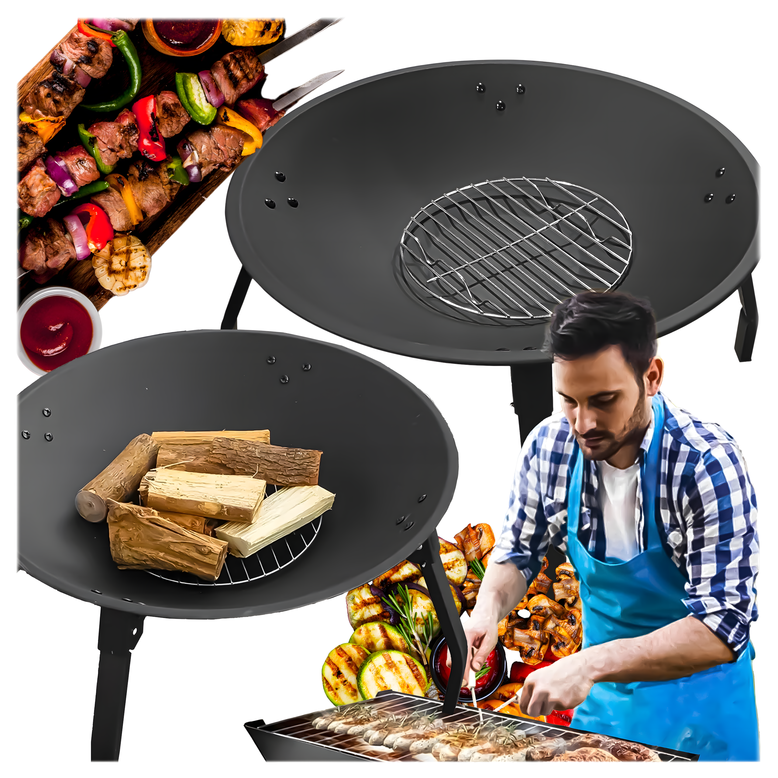 Garden Fireplace for Fireplace Brilla Cauldron Steel Black Large 55 cm