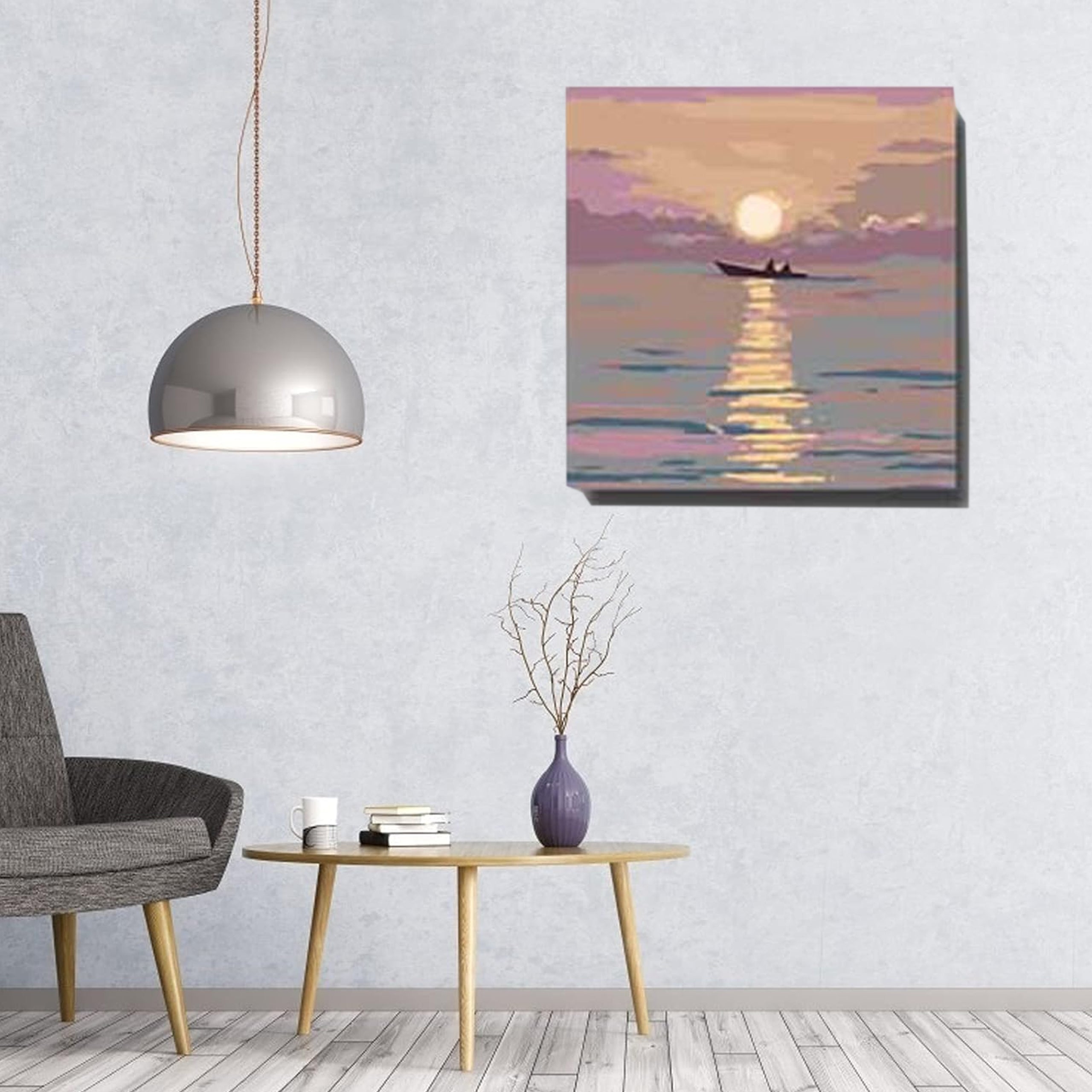 Painting by Numbers Kit with Frame 20x20 cm - Boat on the Sea