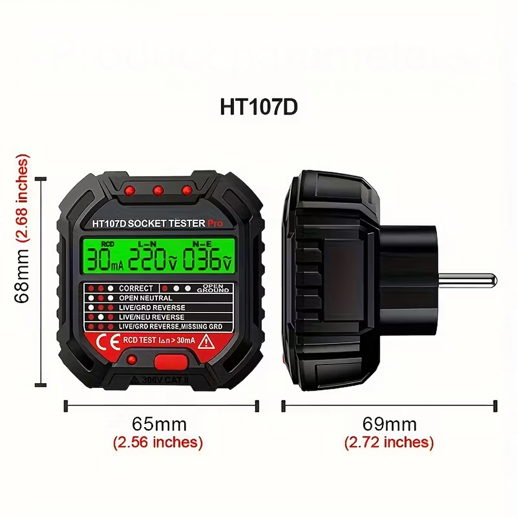 Pinge tester vooluvõrgu pistikupesadele, elektripistikupesadele, LCD RCD kontaktid