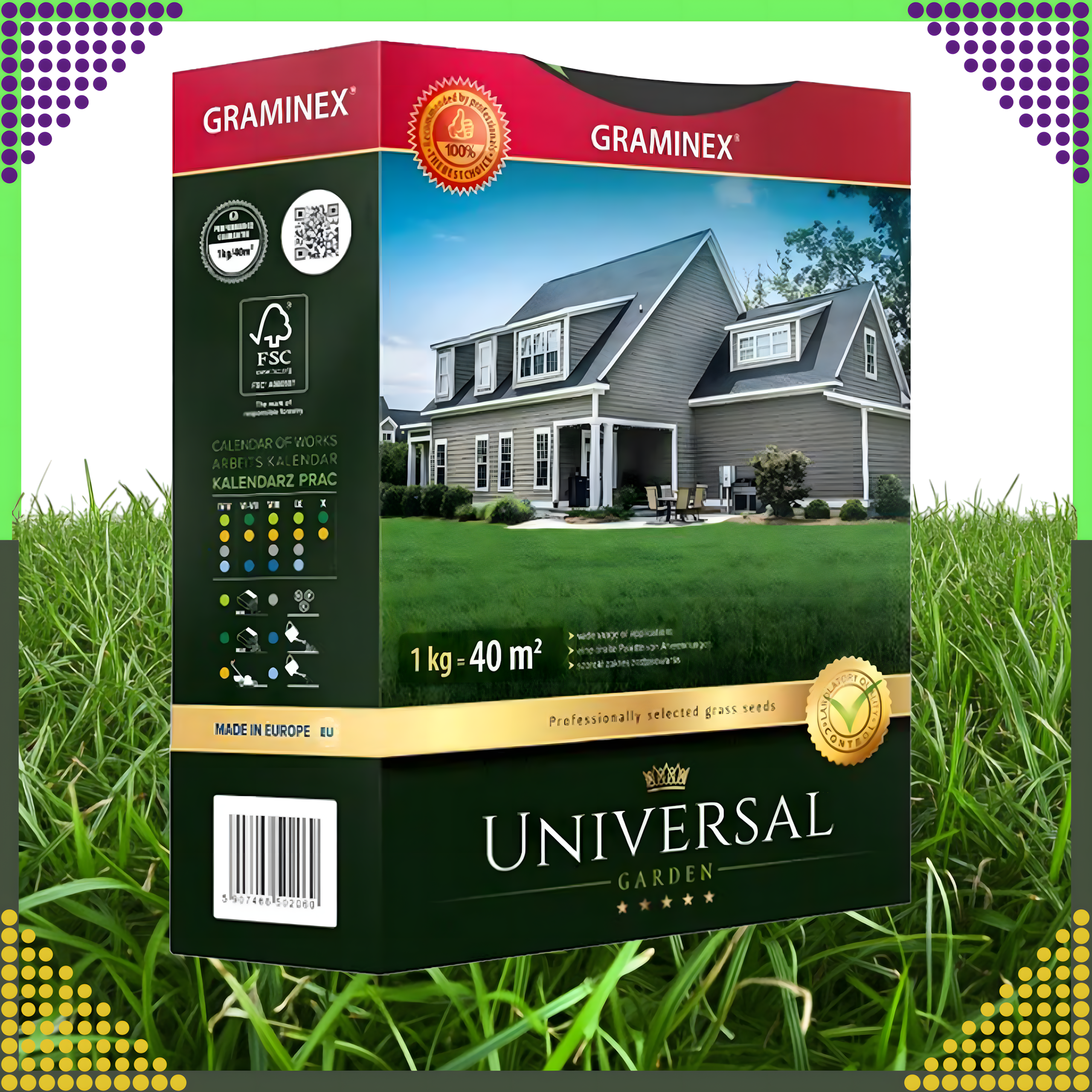Premium Universal Grass Seed Mix 1kg for 40m² Resistant