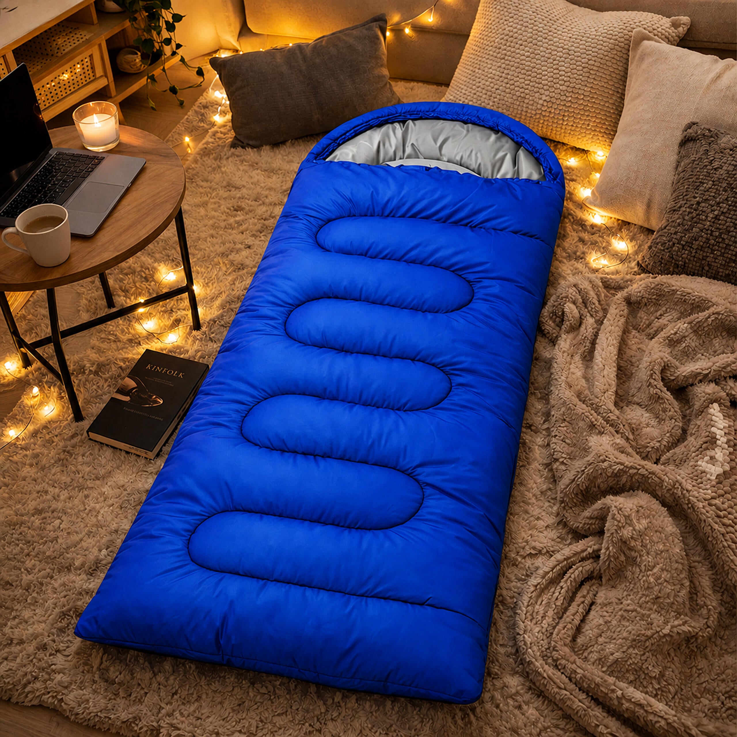 30x 2-in-1 Mummy Sleeping Bag 210×70cm Warm with Hood and Blue Cover
