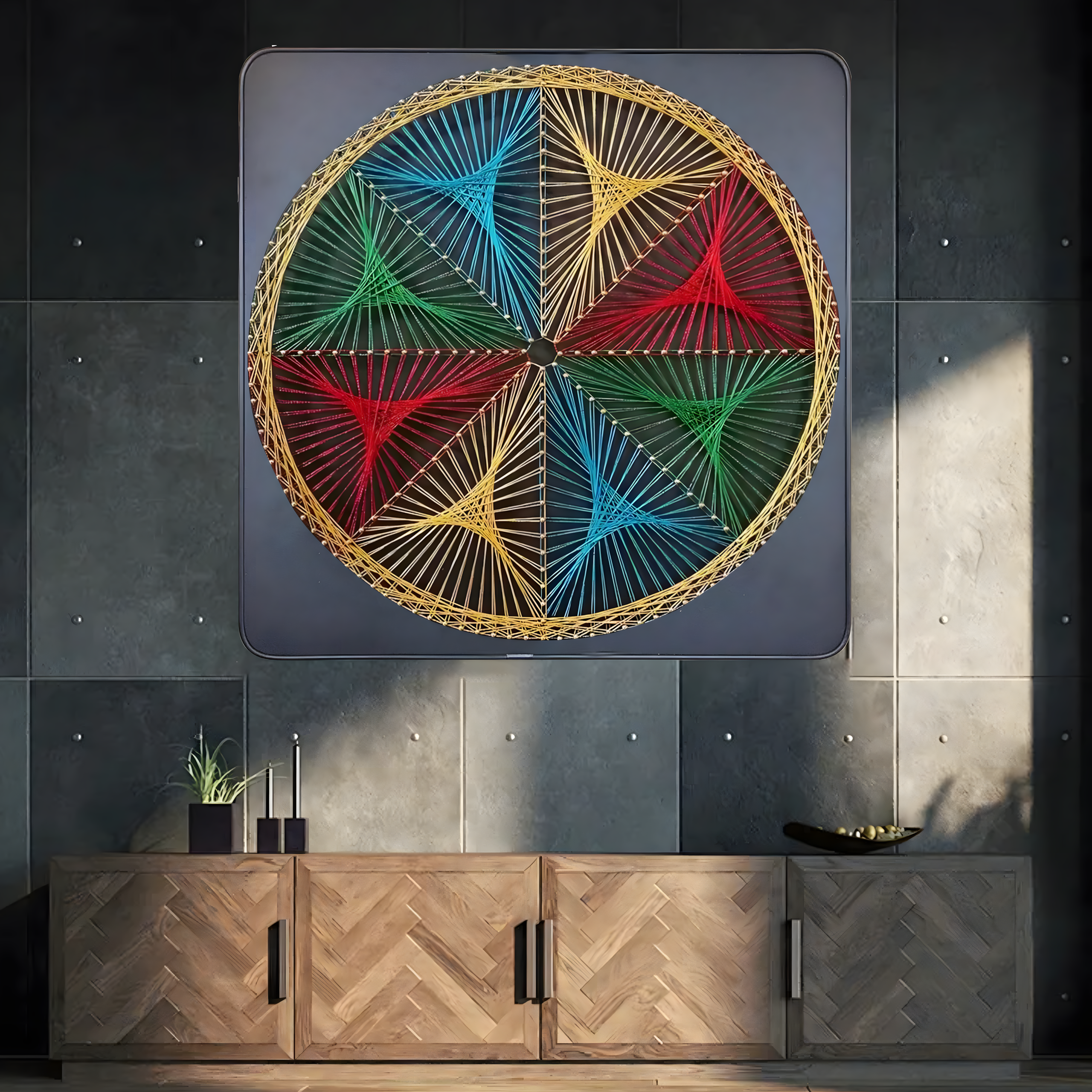 Loominguline komplekt niidikunsti põimimispildi raami jaoks 30x30 cm