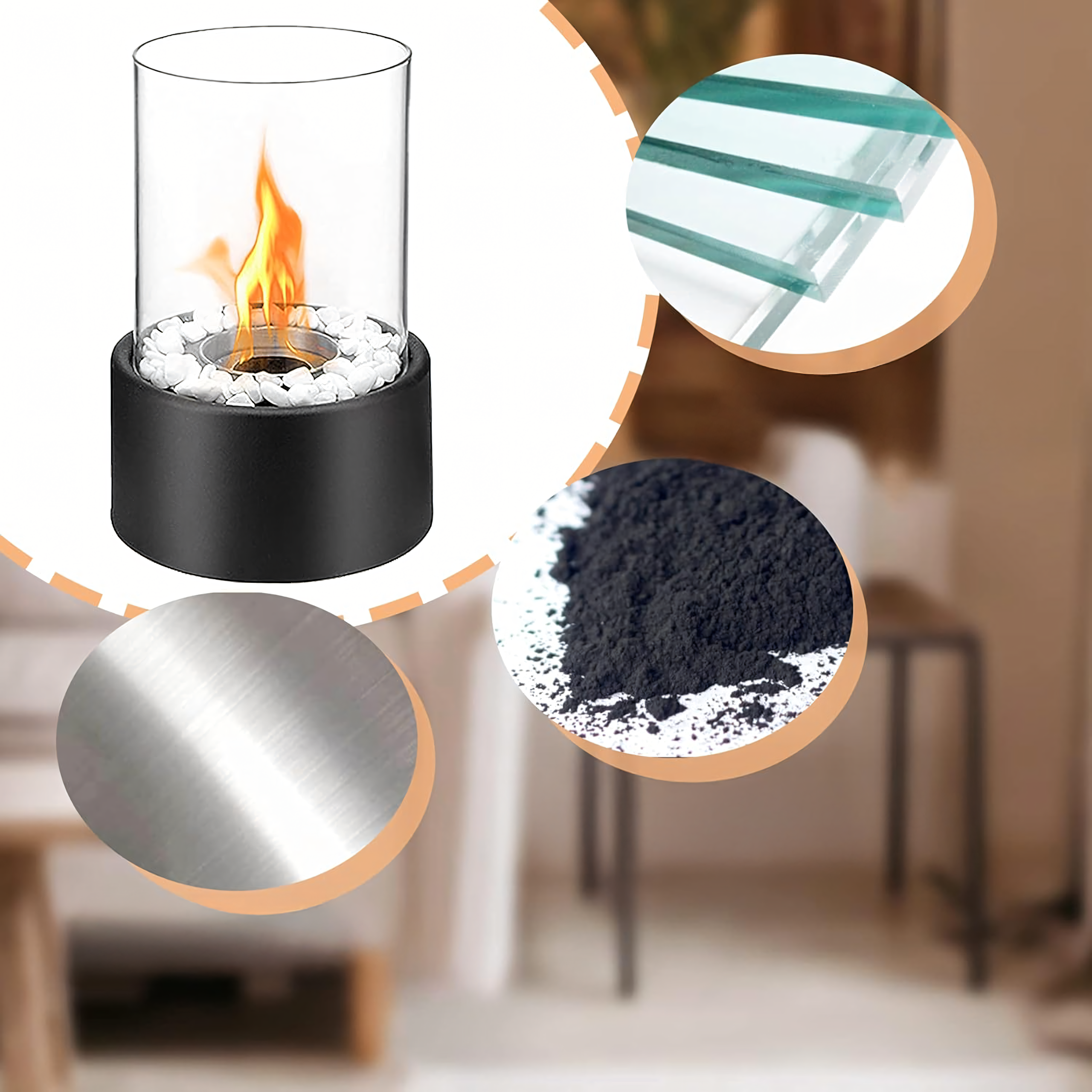 Vabaltseisev biokamin kodu aeda terrassile ja restorani