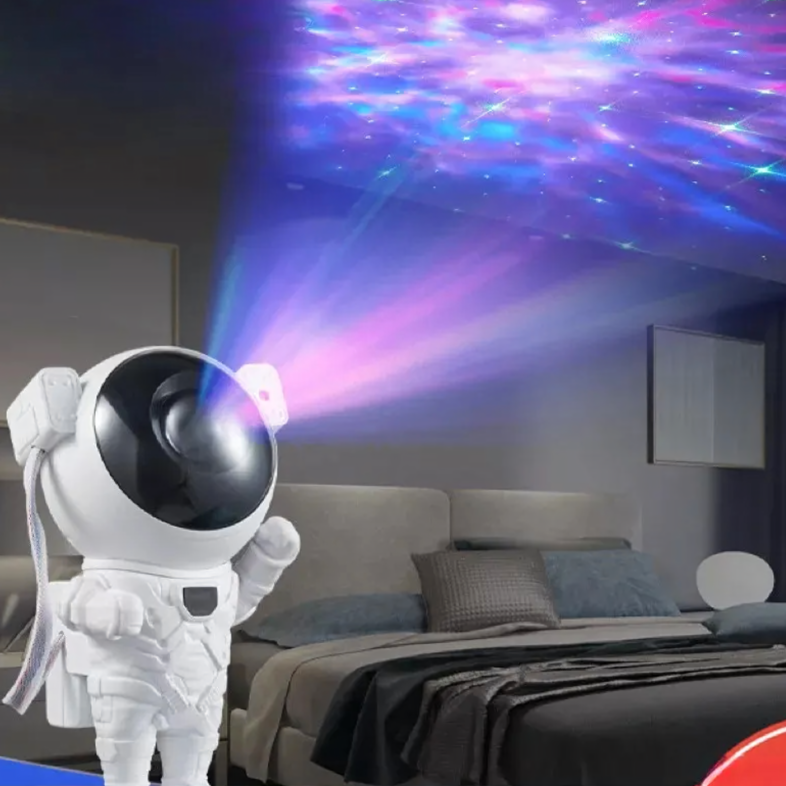 Tähtede projektor Astronaut Öölamp Projektor lapsele Kosmos Kaugjuhtimispult