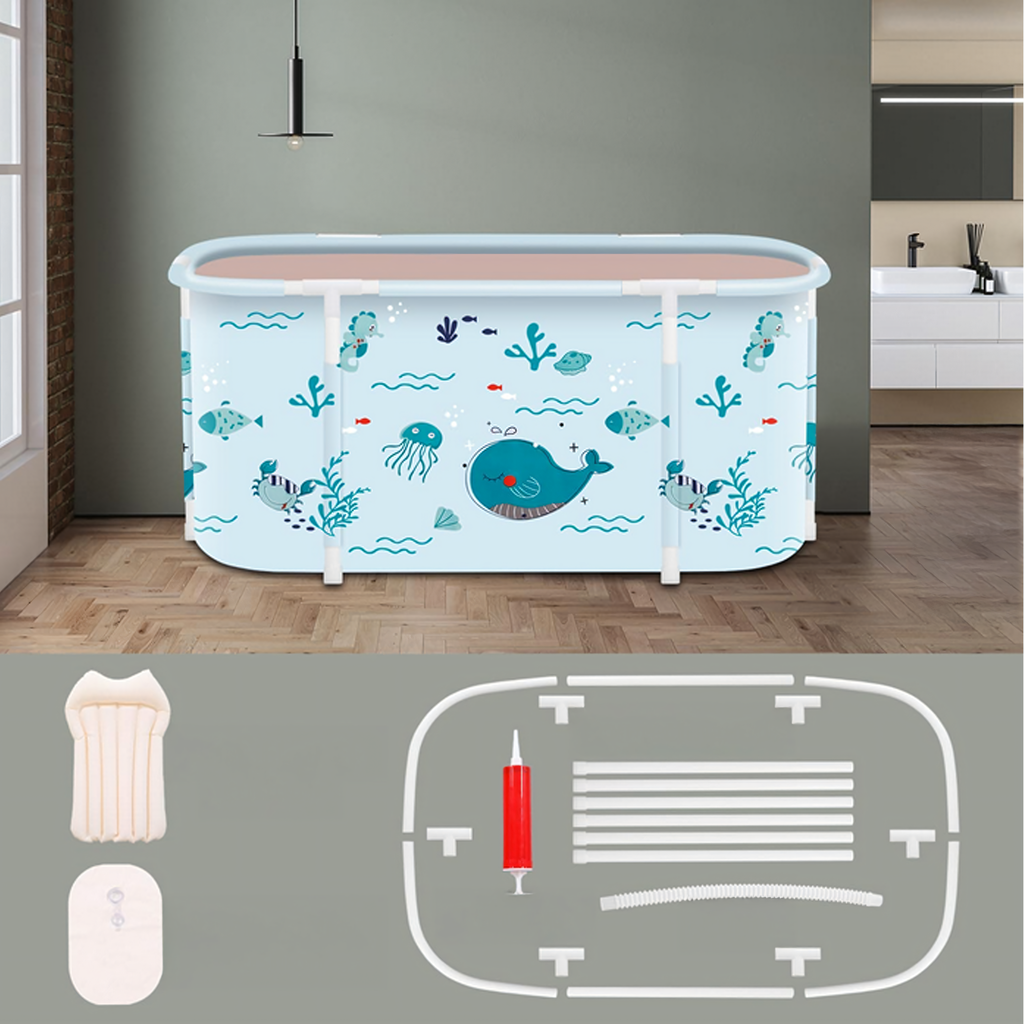 Foldable Portable Home Bathtub with Frame and Pillows