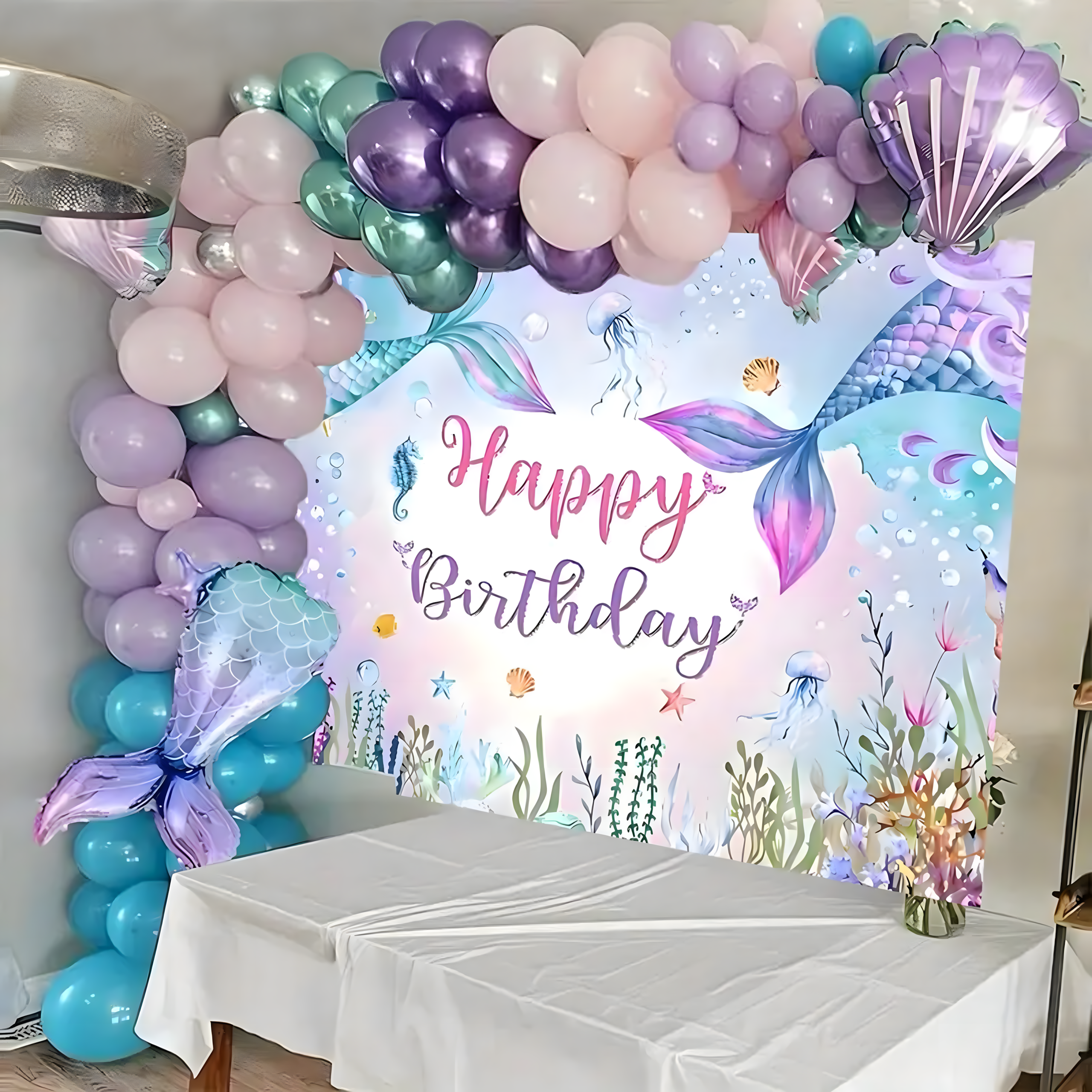 Õhupallikaare õhupallikomplekt, merineitsi sünnipäeva õhupallid, 97 tk