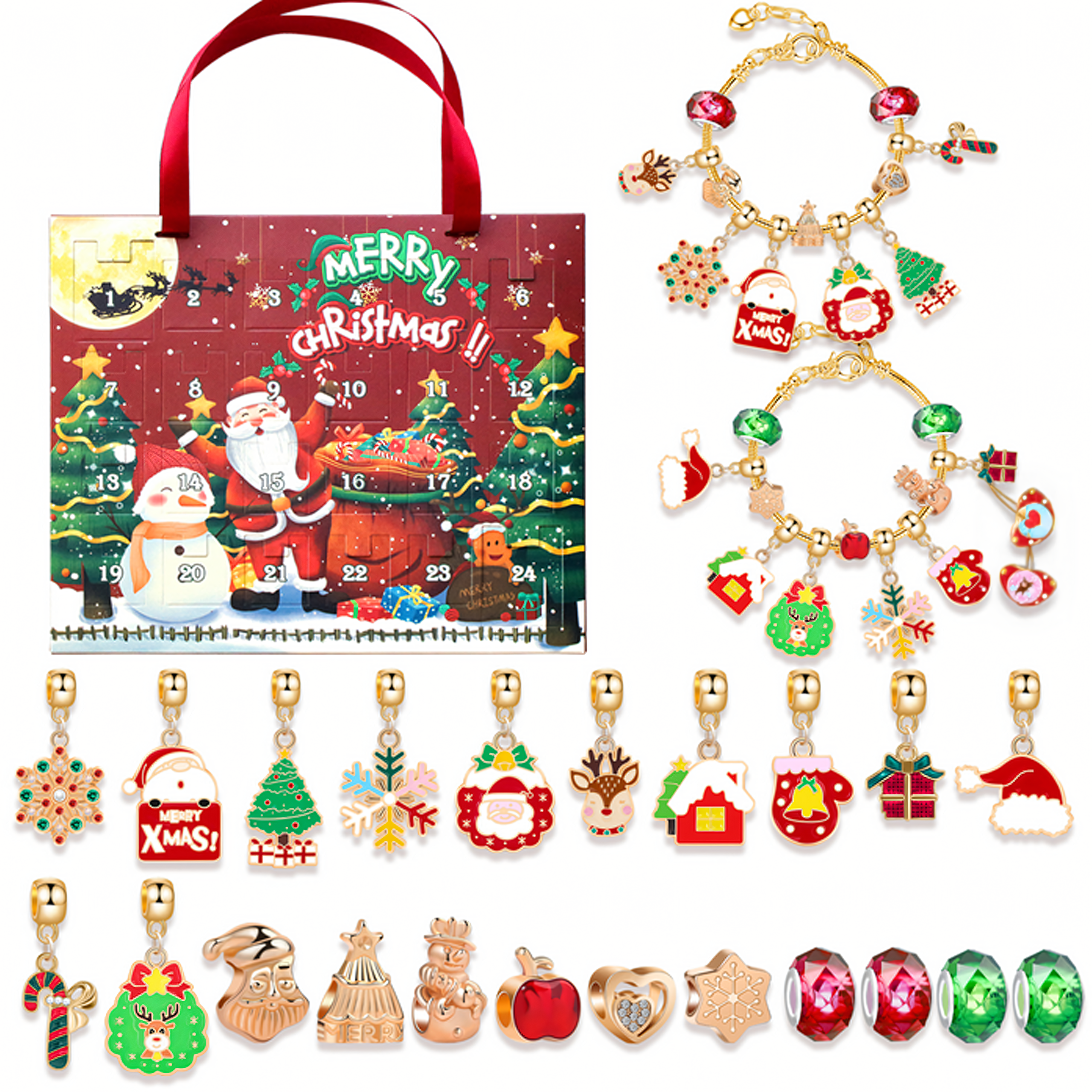 Advent Calendar Jewelry Bracelets Charms 24 pcs DIY Gift