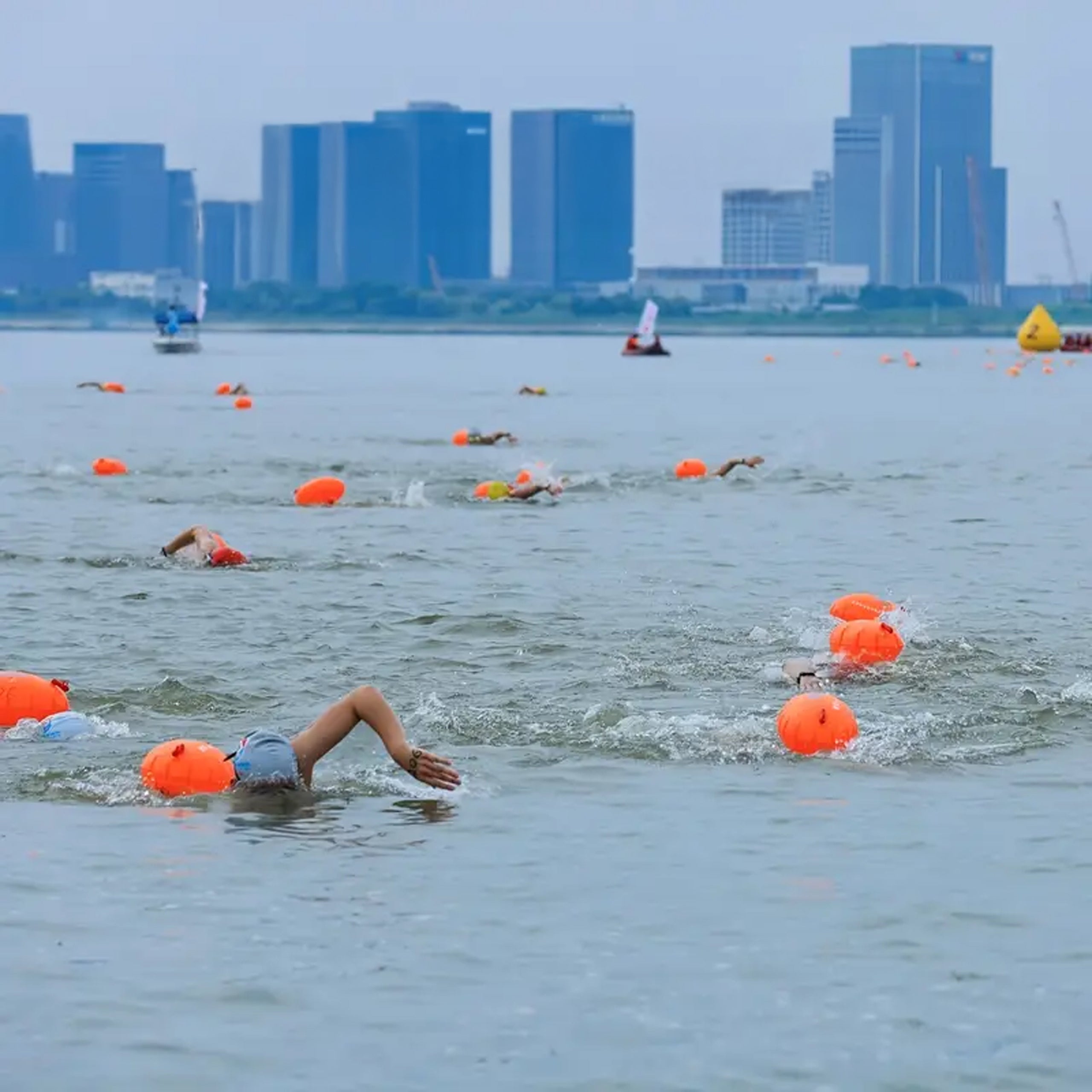 Ujuv turvaboi ujumiseks, täispuhutav, taskuga 2in1, sobib kajakile, SUPile, suur