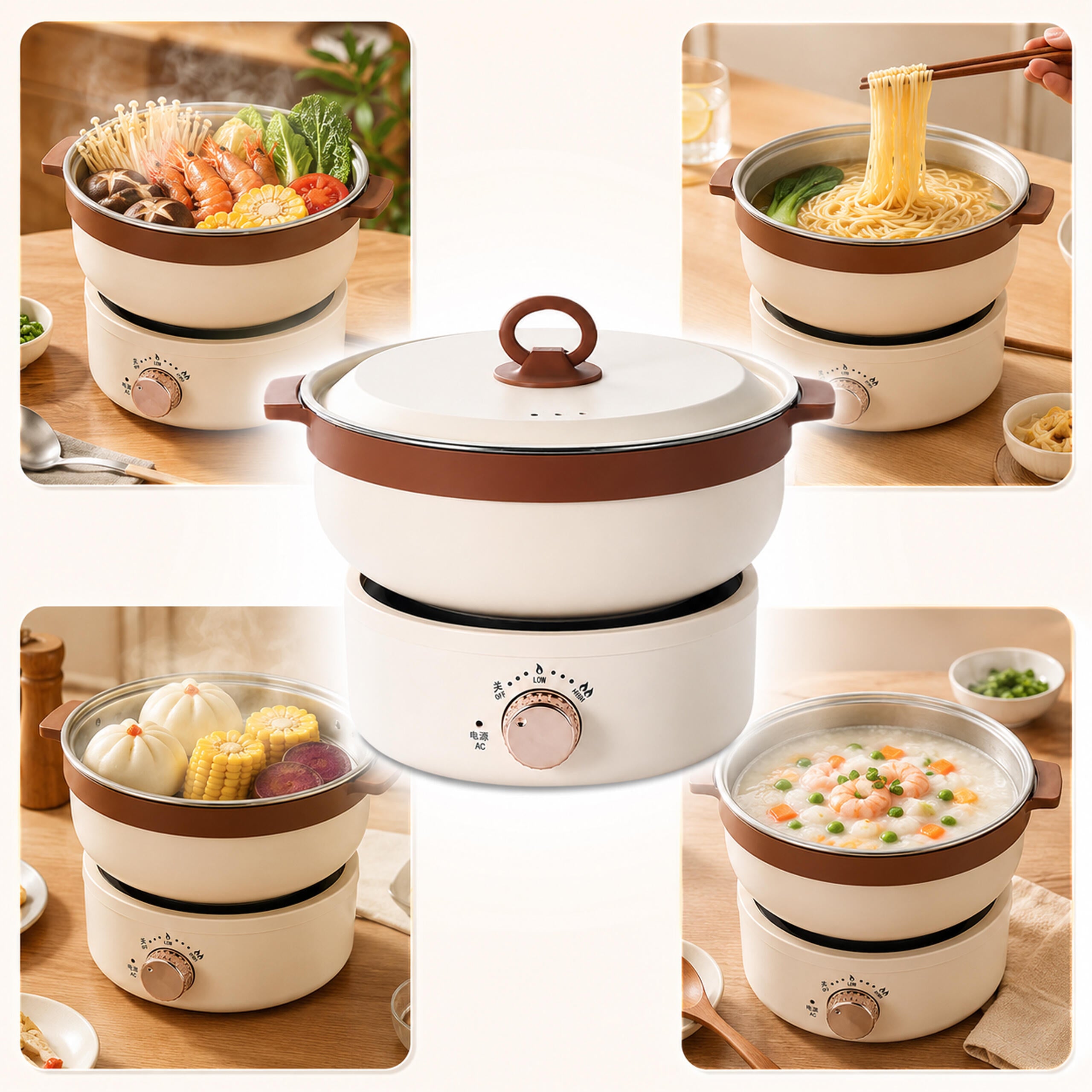 Portable Electric Multifunctional Cooking Pot Foldable 2.5L 700W