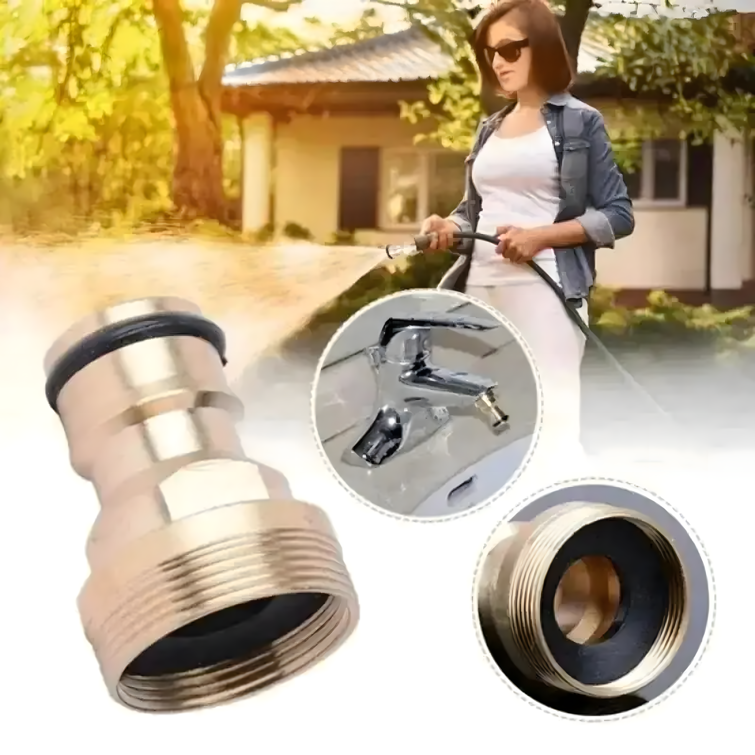 Screw Aerator Connection Tap Adapter Brass Reduction for Garden Hose 3/4