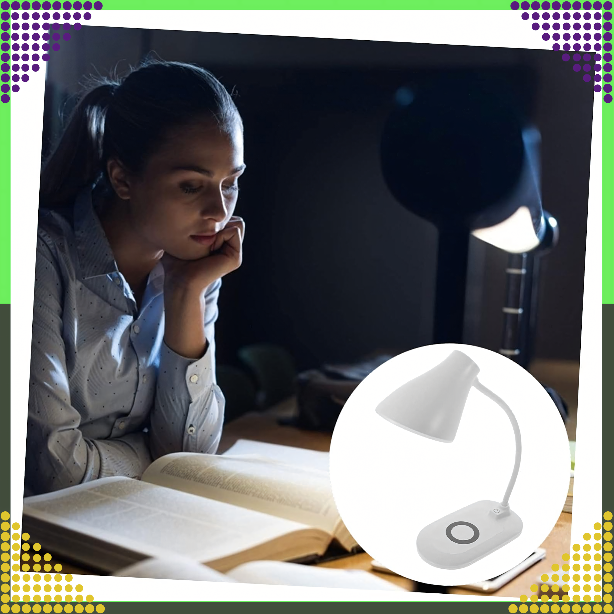 LED lauavalgusti kooli jaoks, 3 režiimi, QI USB induktiivne laadija