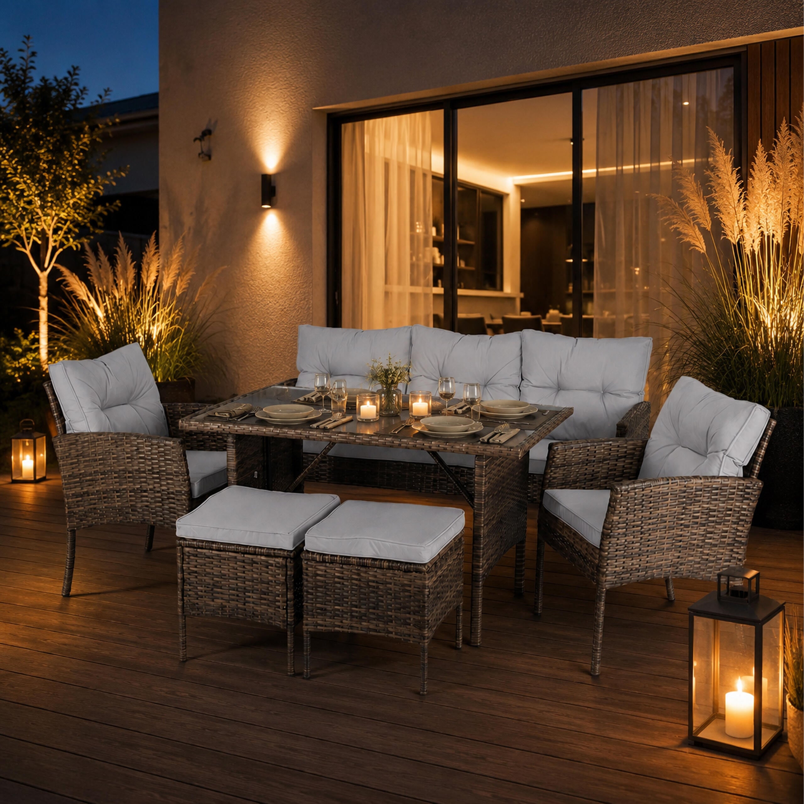 6-Piece Outdoor Rattan Furniture Set for Patio and Garden