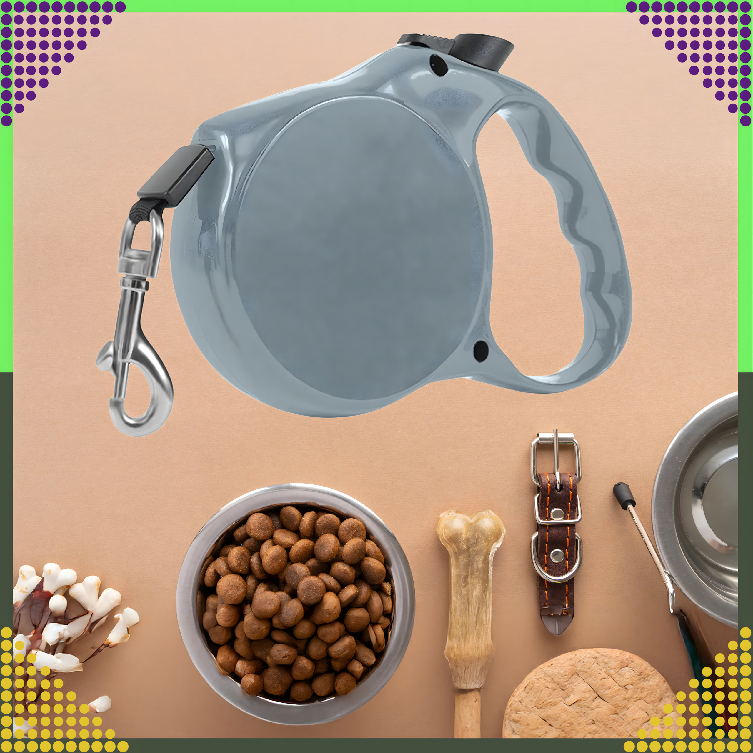 Tugev kerge rihmateip, automaatselt lukustuv, koerale ja kassile, pikkus 5m, tagasikeritav