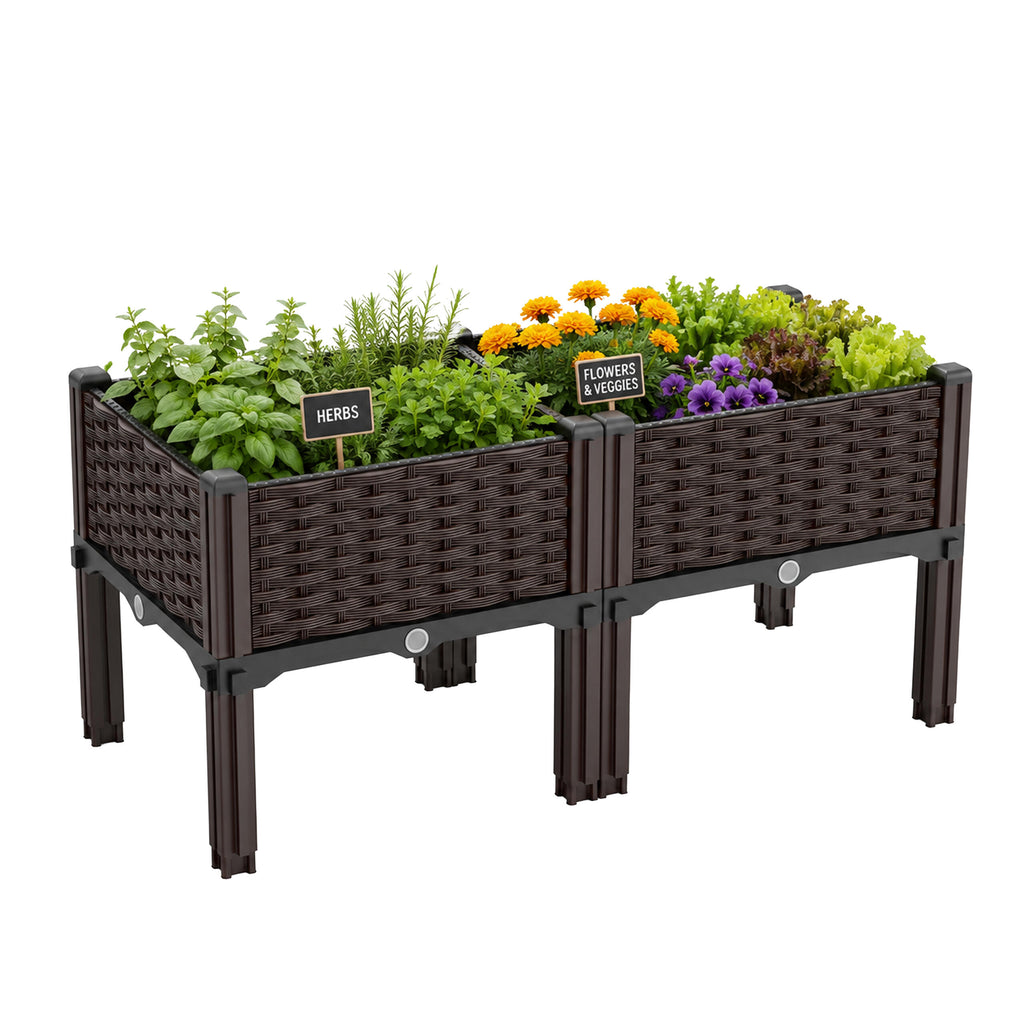Modular Raised Garden Planter for Flowers and Vegetables 80x40x38cm Brown