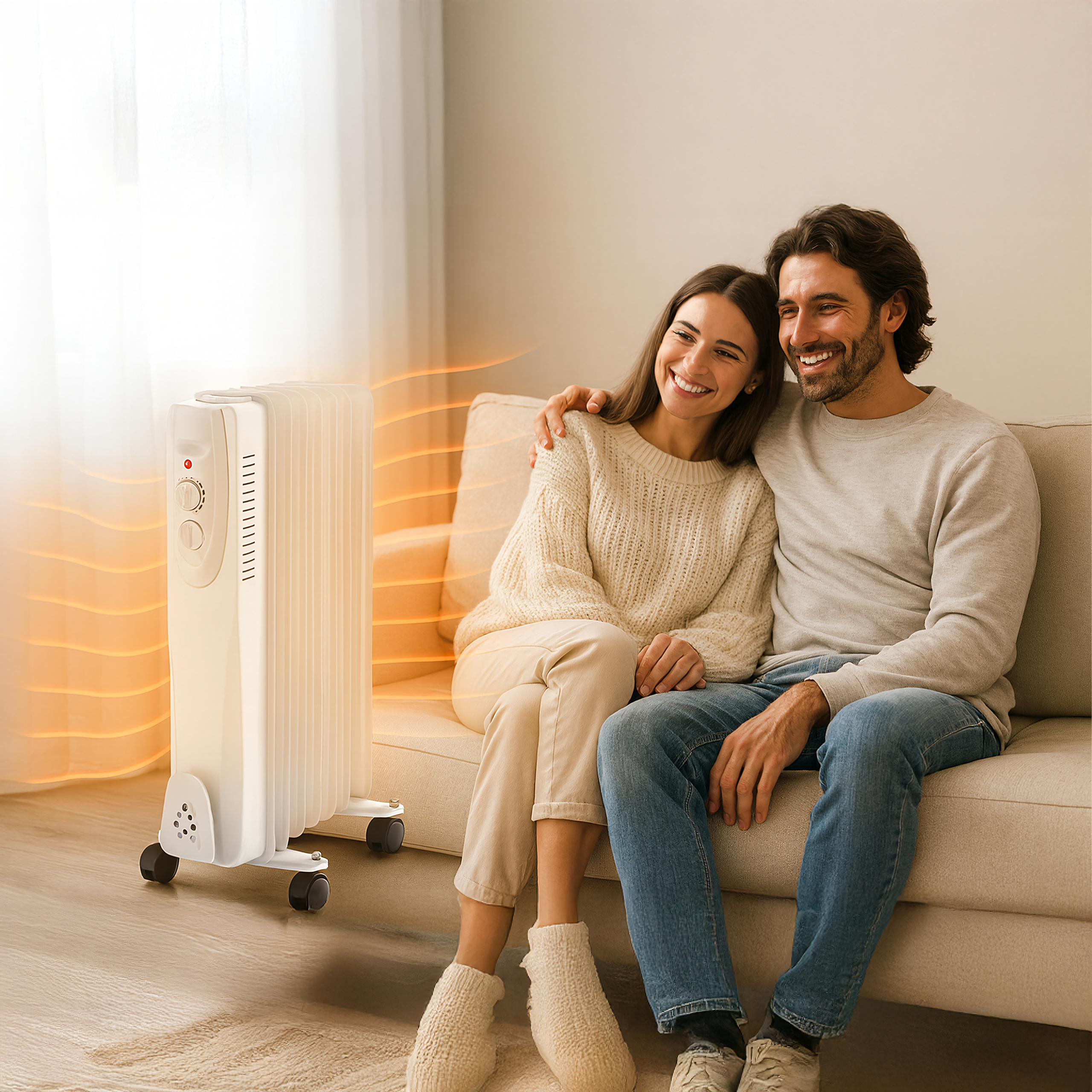 Electric Oil Radiator Thermostat Energy-Saving 1500W 7-Rib Large