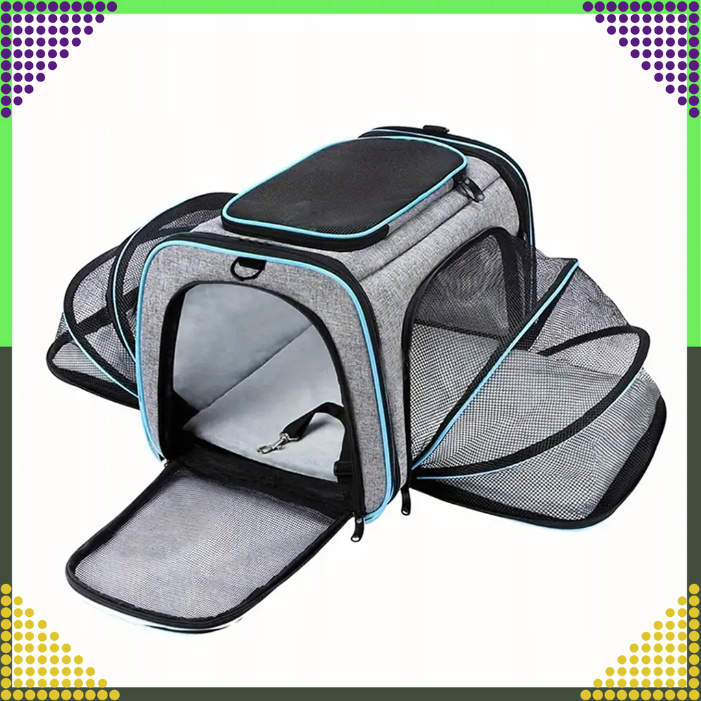 Large Expandable Pet Carrier Bag for Cats and Dogs up to 8kg with Ventilation