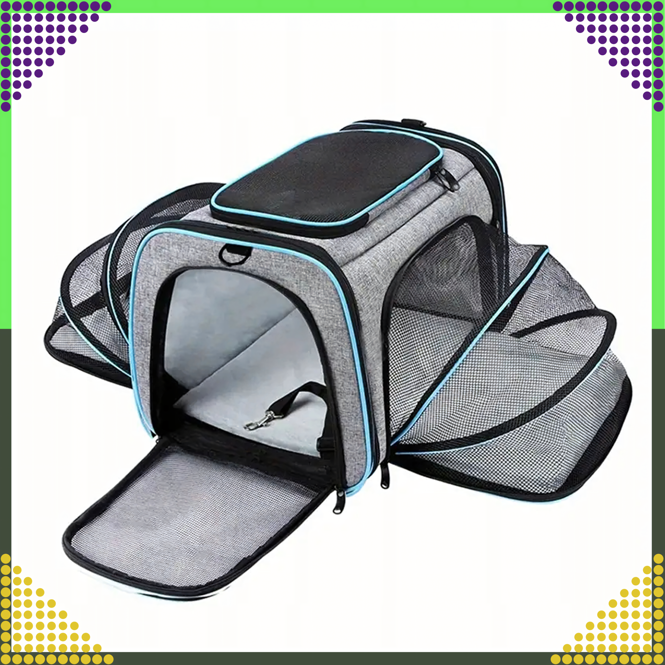 Large Expandable Pet Carrier Bag for Cats and Dogs up to 8kg with Ventilation
