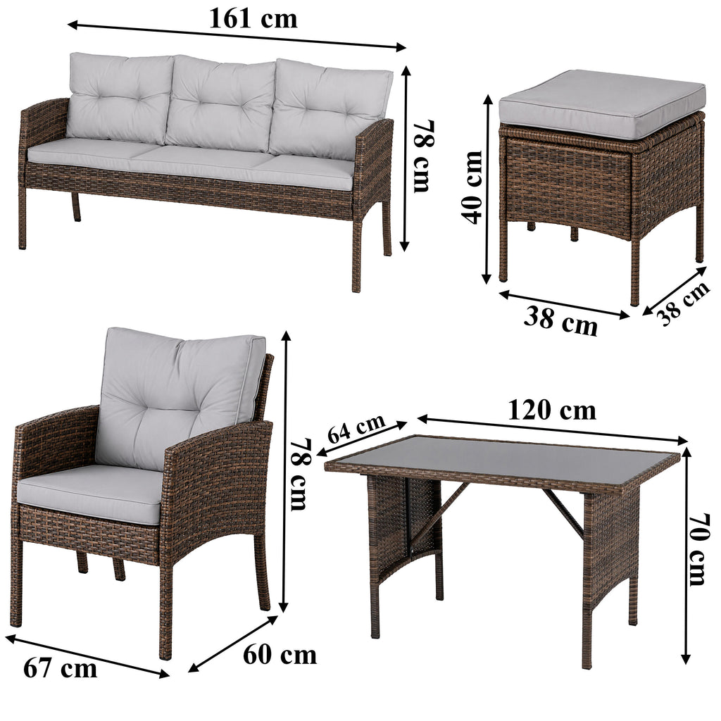 6-Piece Outdoor Rattan Furniture Set for Patio and Garden