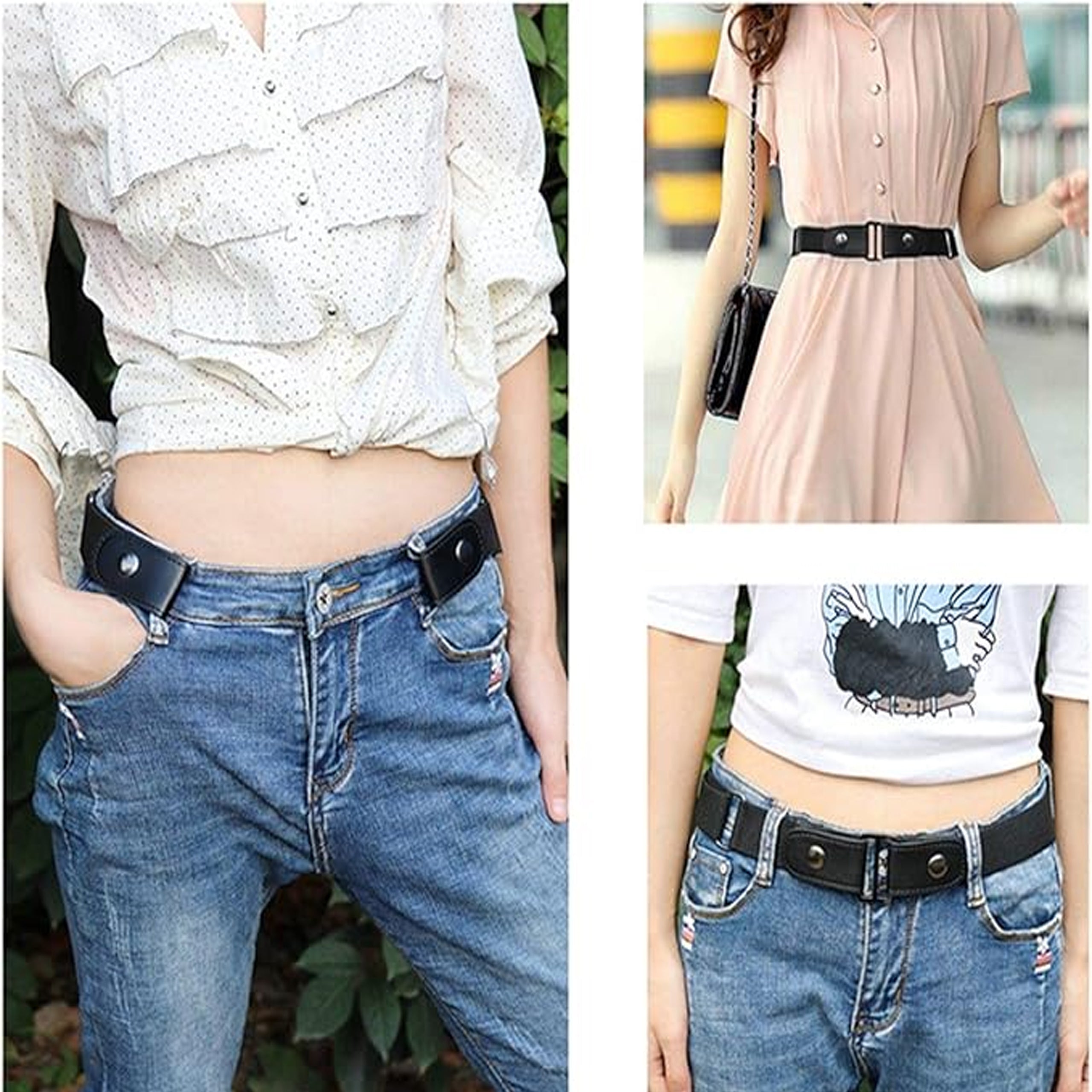 Elastic Adjustable Women's and Men's Pants Belt Without Buckle