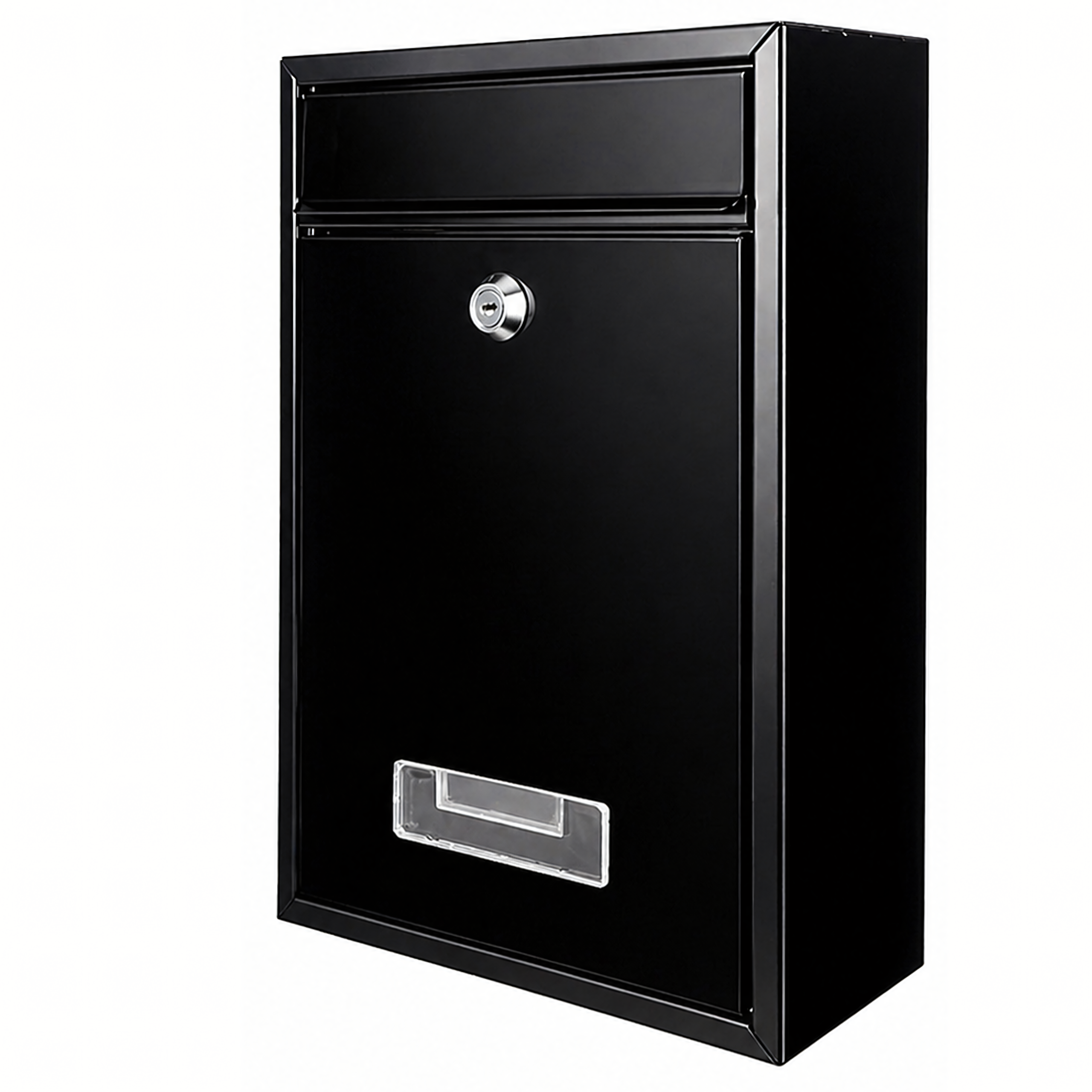 Black Steel Mailbox with Key Lock and Window