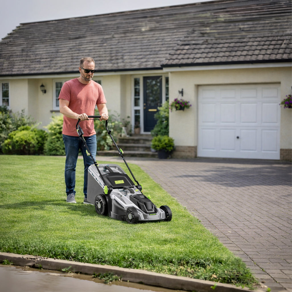 Electric Lawn Mower Lightweight Powerful with Large 50L Grass Box 2400W 43cm