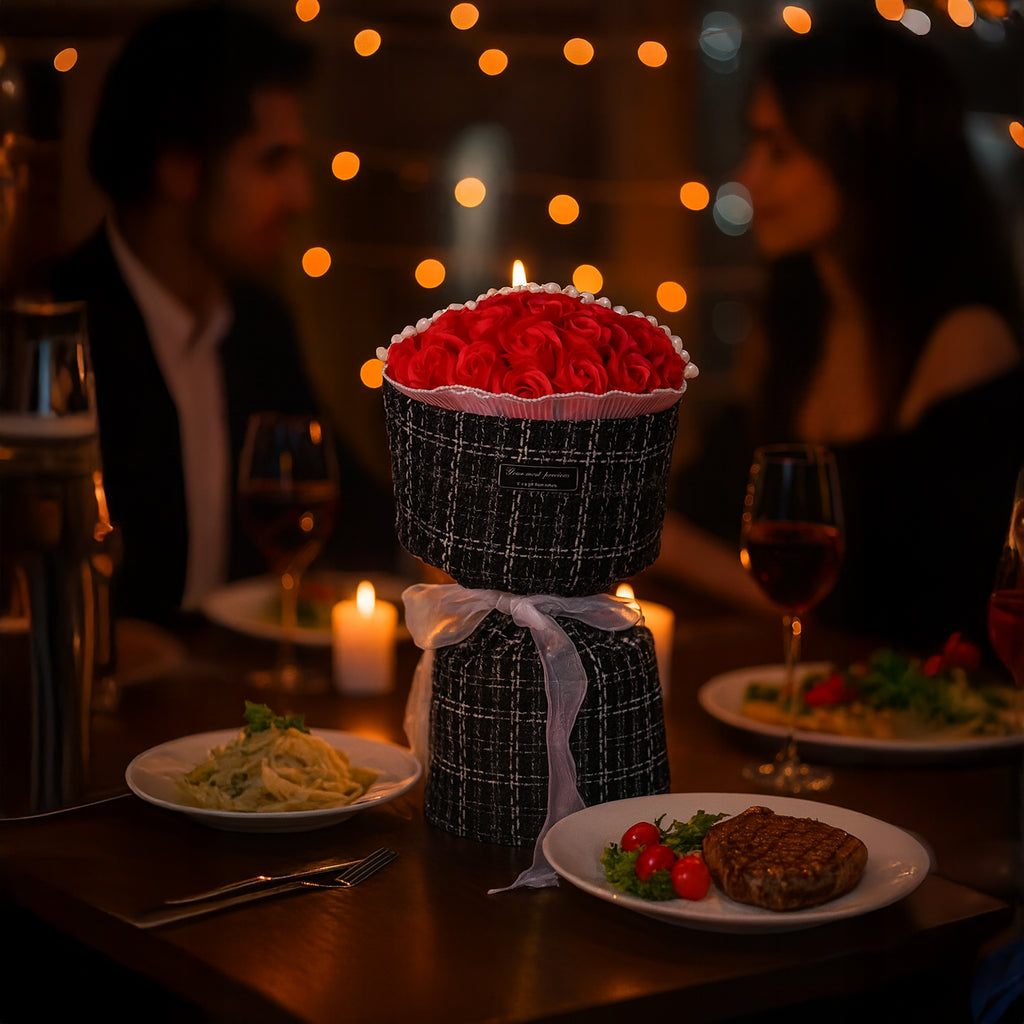 Mydlane Róże Czerwone Led komplekt sõbrapäevaks, naistepäevaks, sünnipäevakingiks