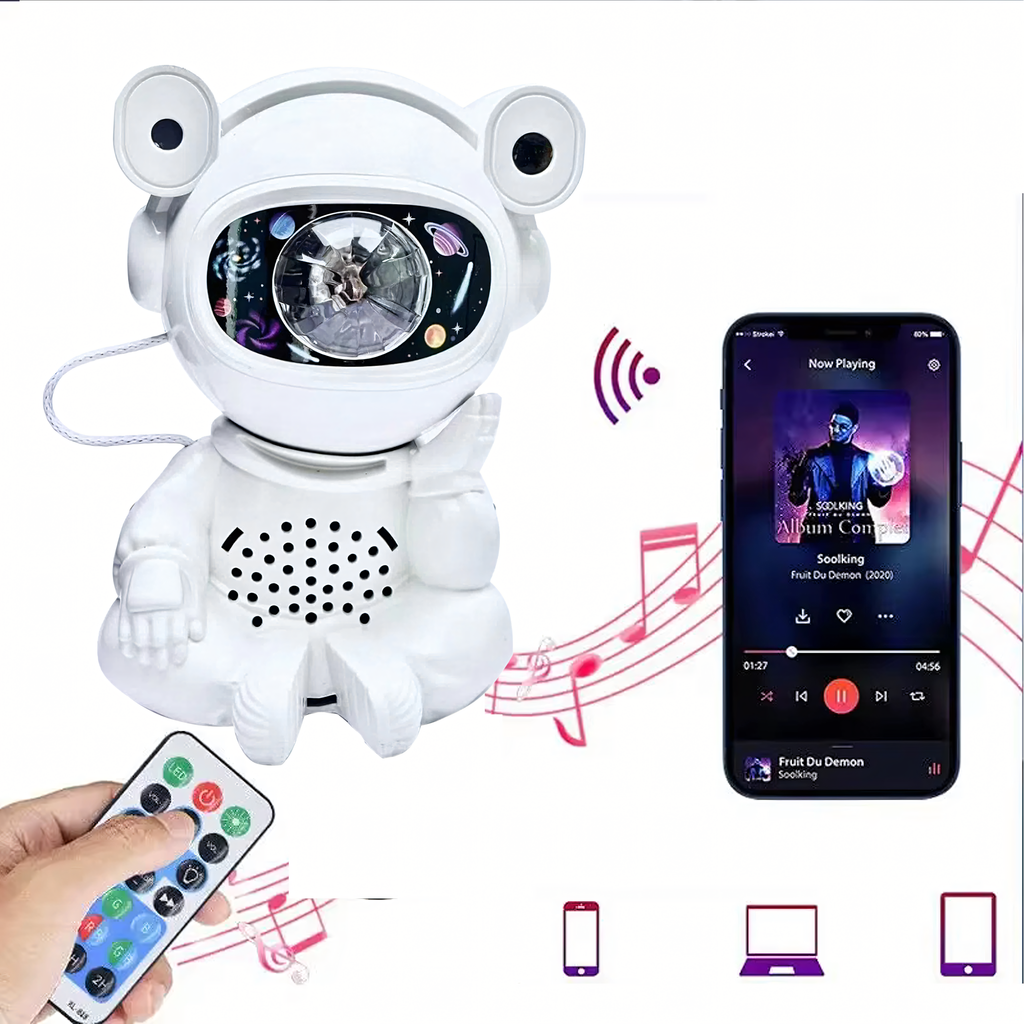 Astronaut Täheprojektor Öölamp Projektor Lastele Kosmos USB Kaugjuhtimispult