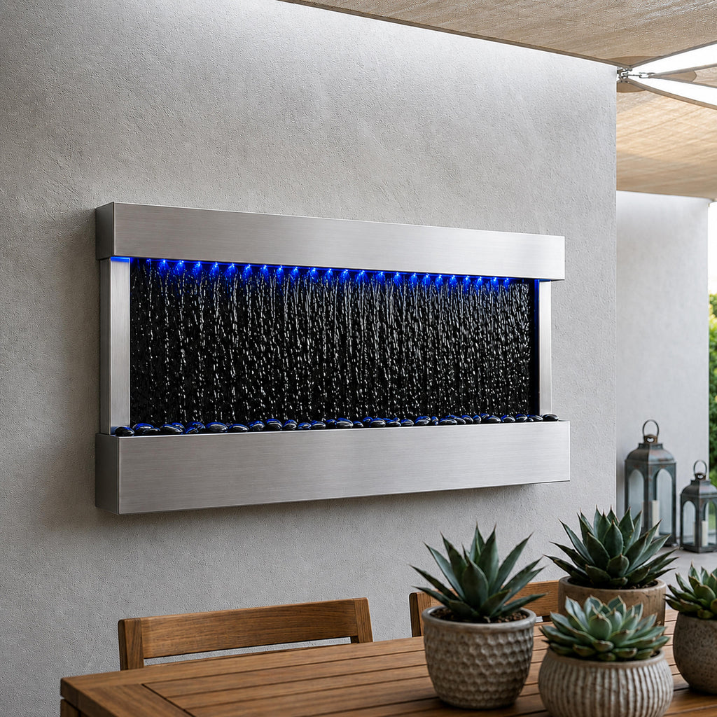 Hanging Water Wall Fountain with RGB LED Colors 120x60x13cm