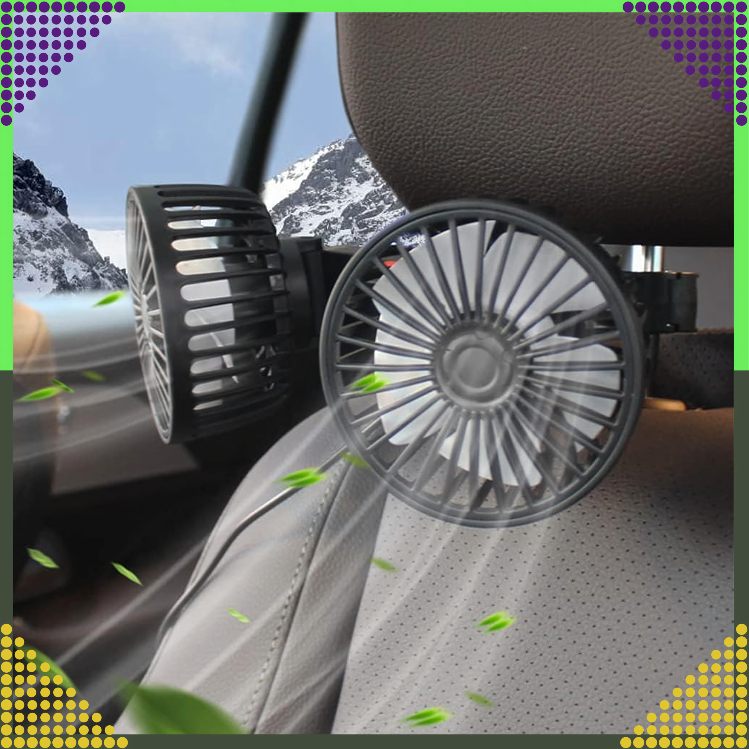 Auto ventilaator pöörlev topeltventilaator autodele, võimas 360° USB